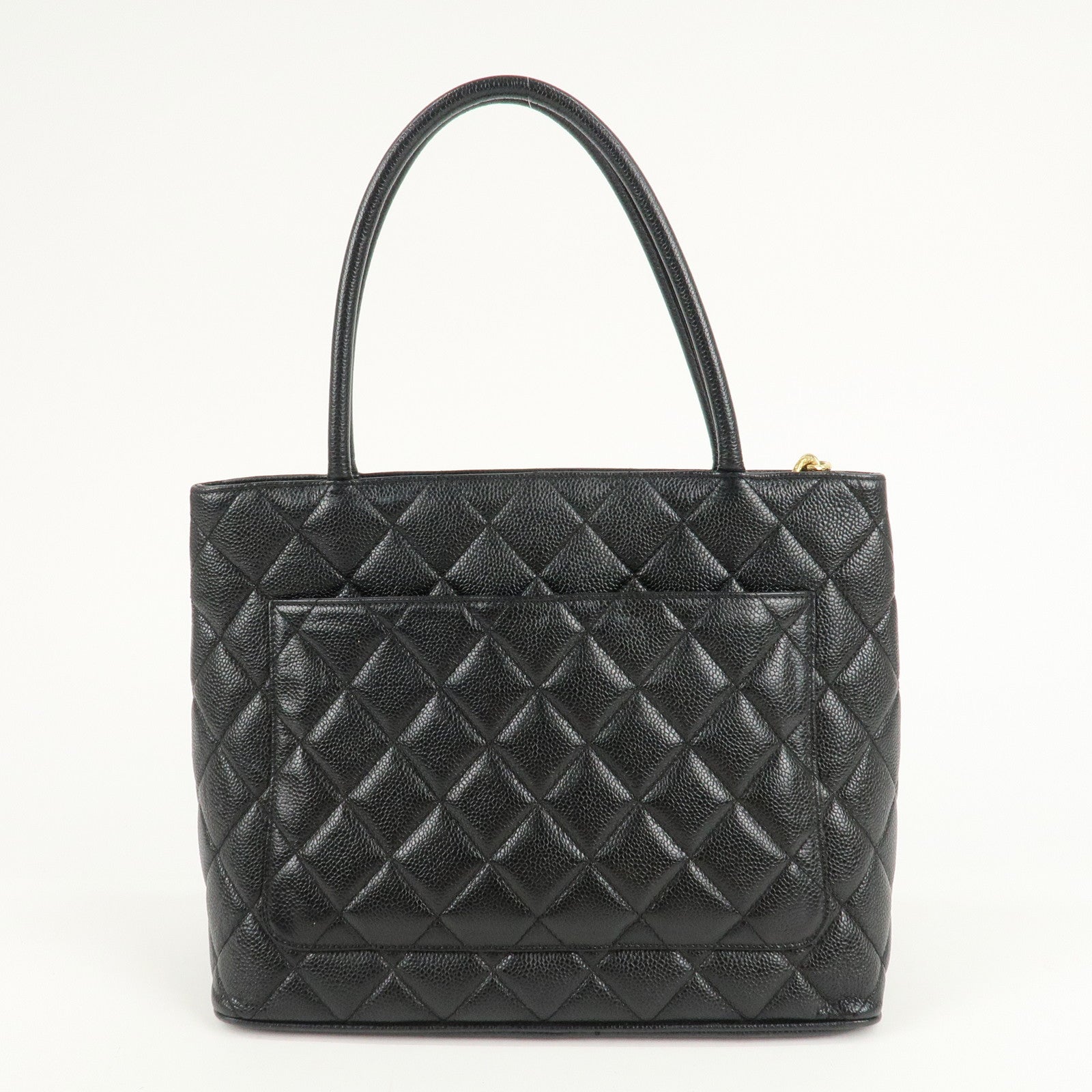 CHANEL Matelasse Caviar Skin Tote Bag Black A01804