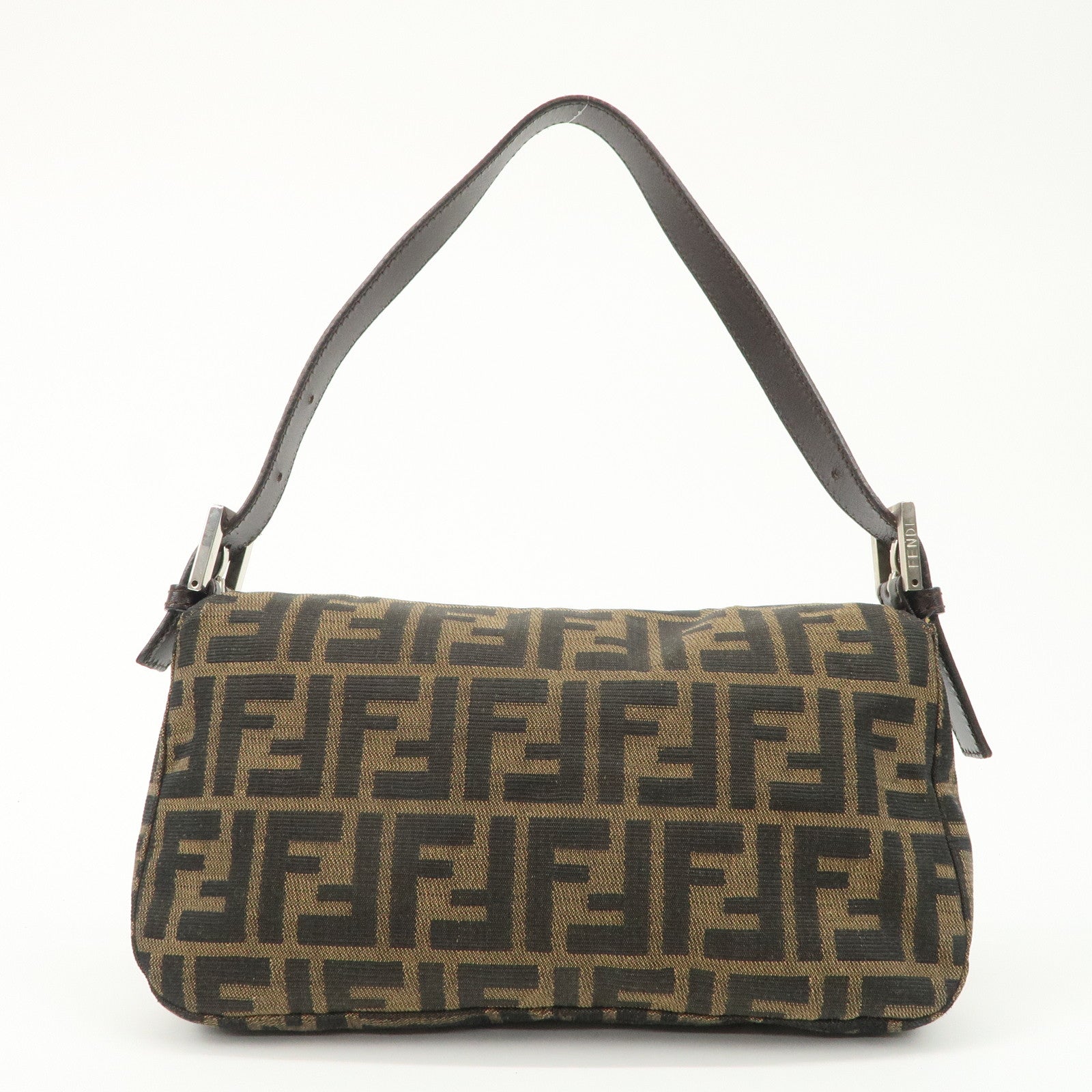 FENDI Mamma Bagguette Zucca Canvas Leather Shoulder Bag 26424