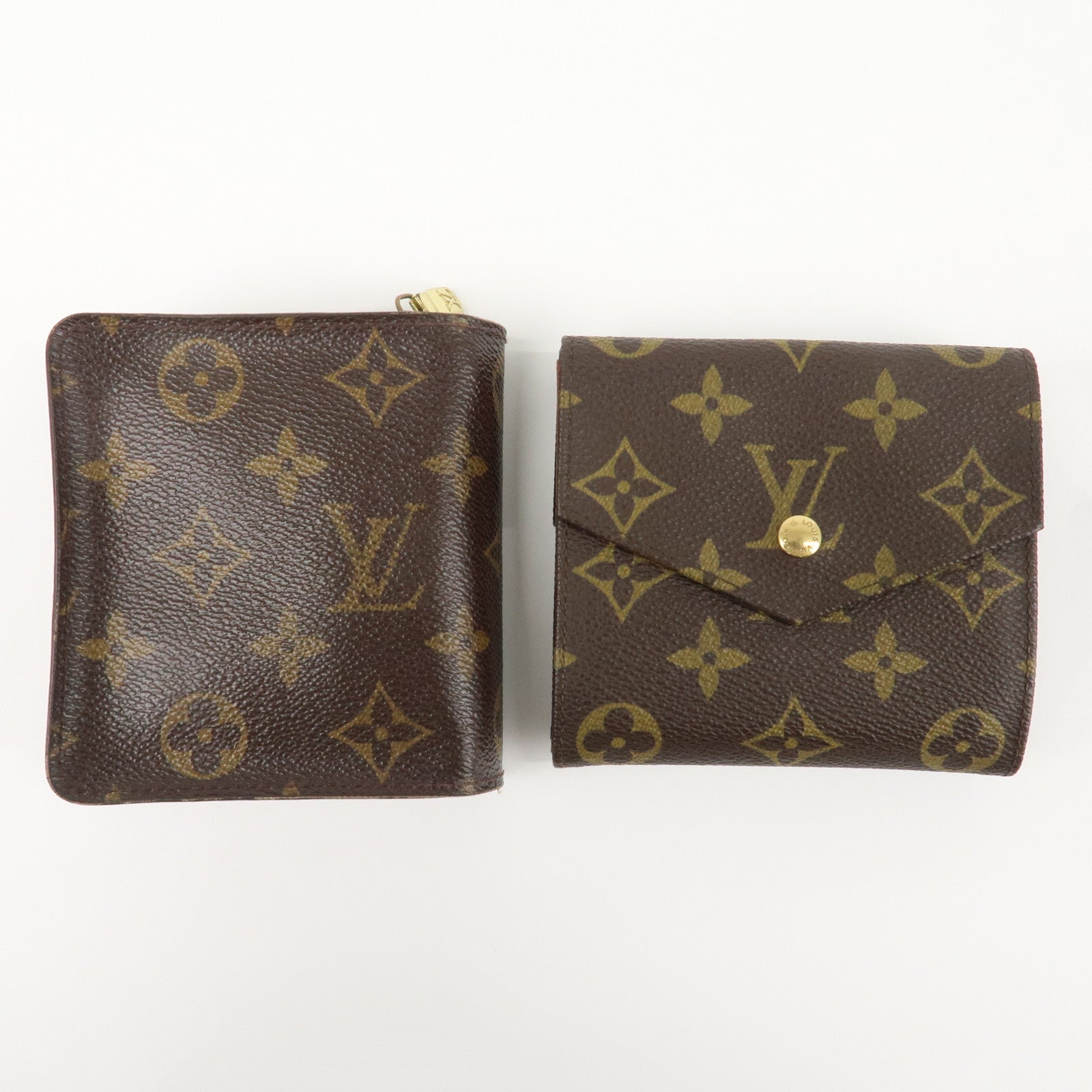 Louis Vuitton Set of 2 Monogram Compact Wallet M61667 M61660 Used