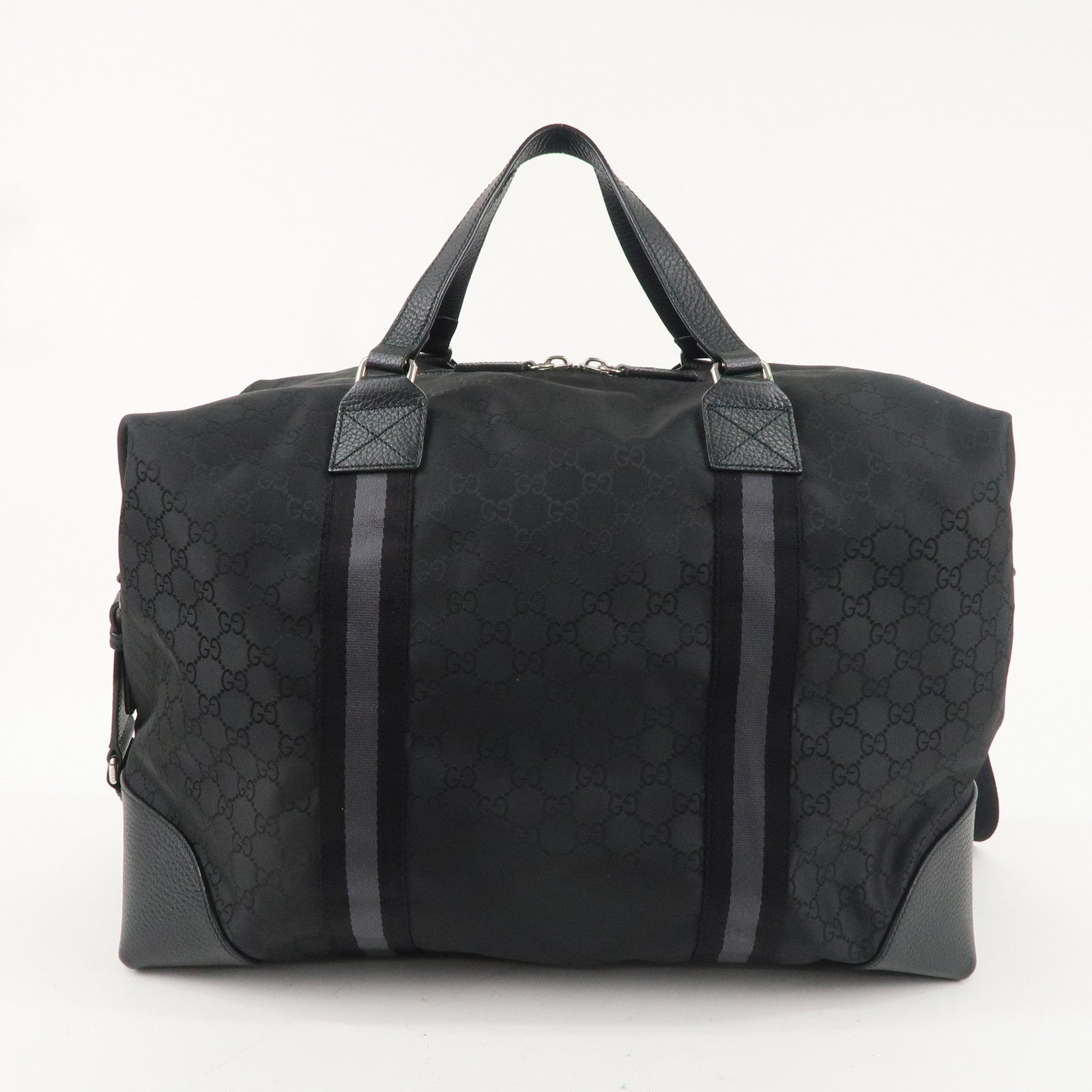 GUCCI GG Nylon Leather 2Way Boston Bag Black 449180