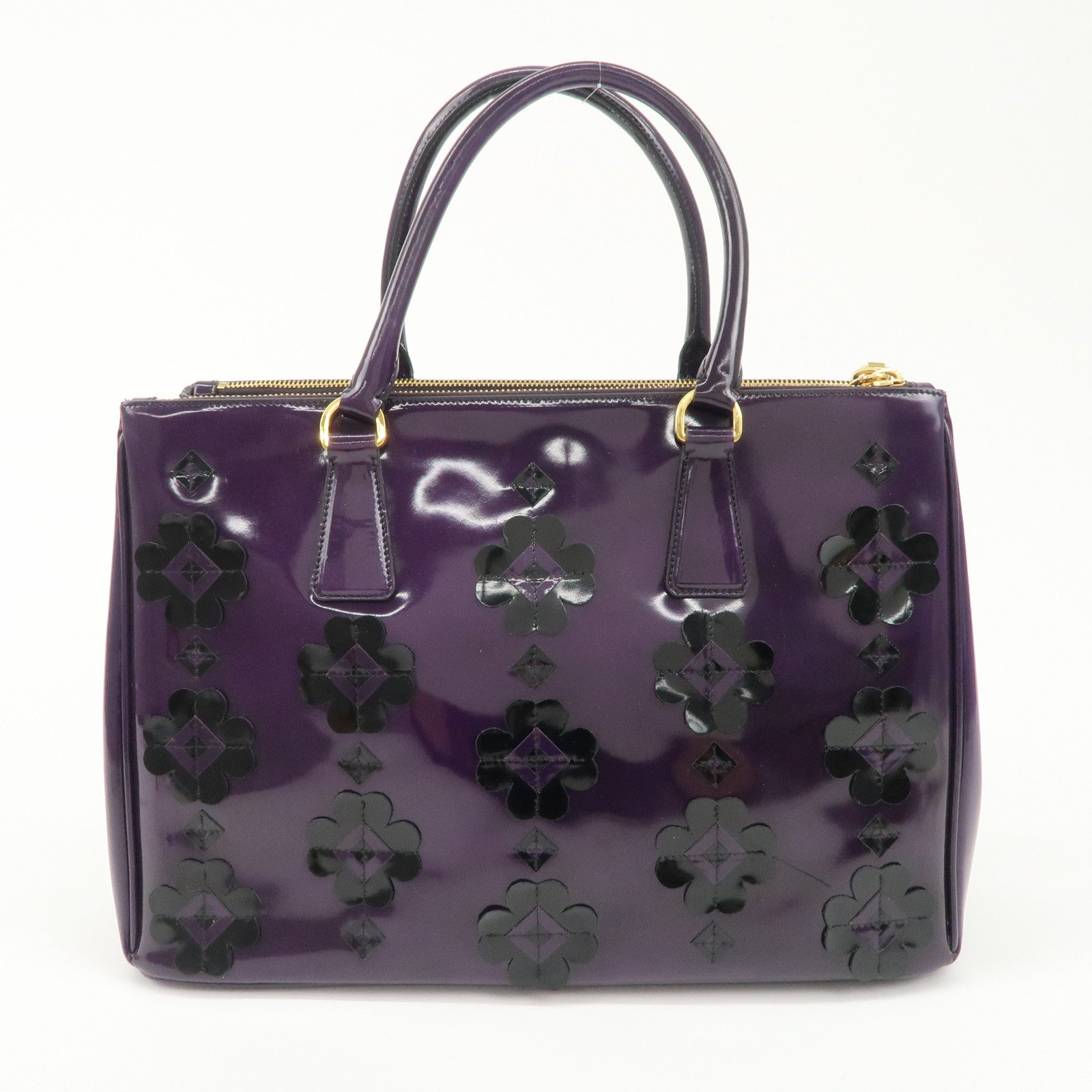 PRADA Patent Leather 2Way Shoulder Bag Flower Motif B2274F Used