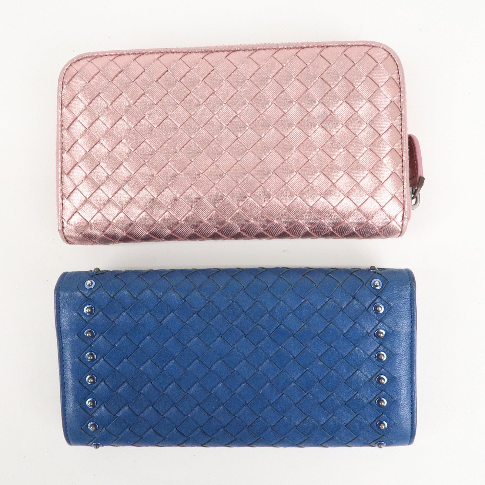 BOTTEGA VENETA Set of 2 Intrecciato Leather Long Wallet 114076