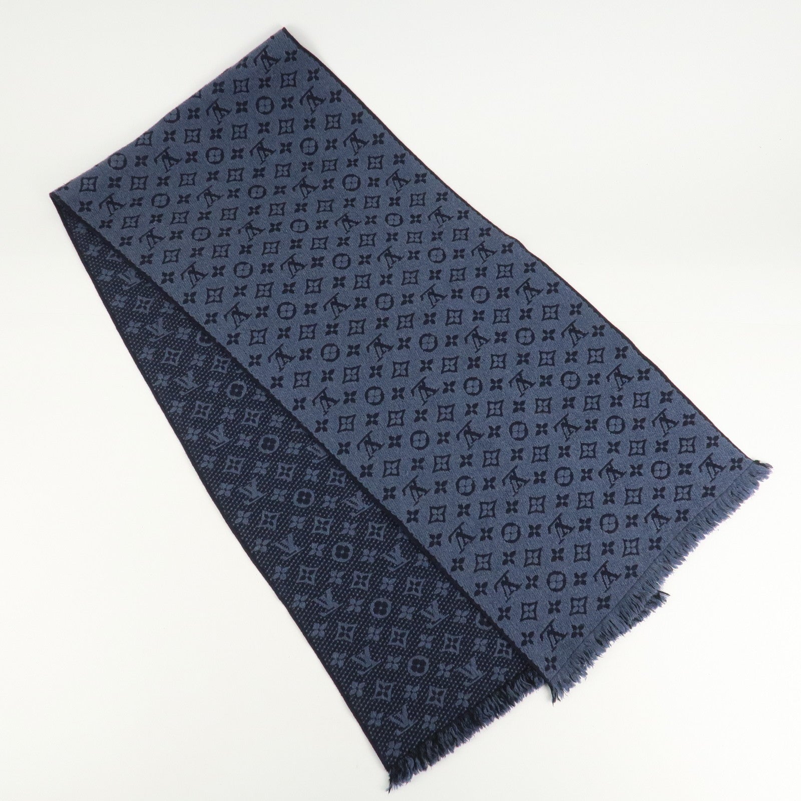 Louis Vuitton Monogram Escharpe Logo Classic Scarf Gray M78525