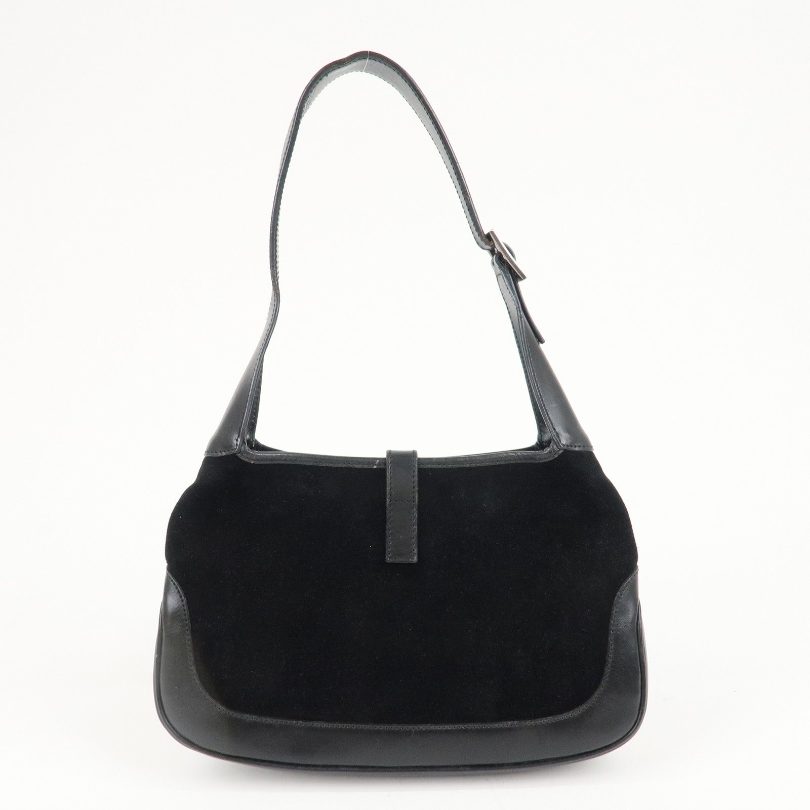 GUCCI Jackie Suede Leather Shoulder Bag Black 001.3735 Used