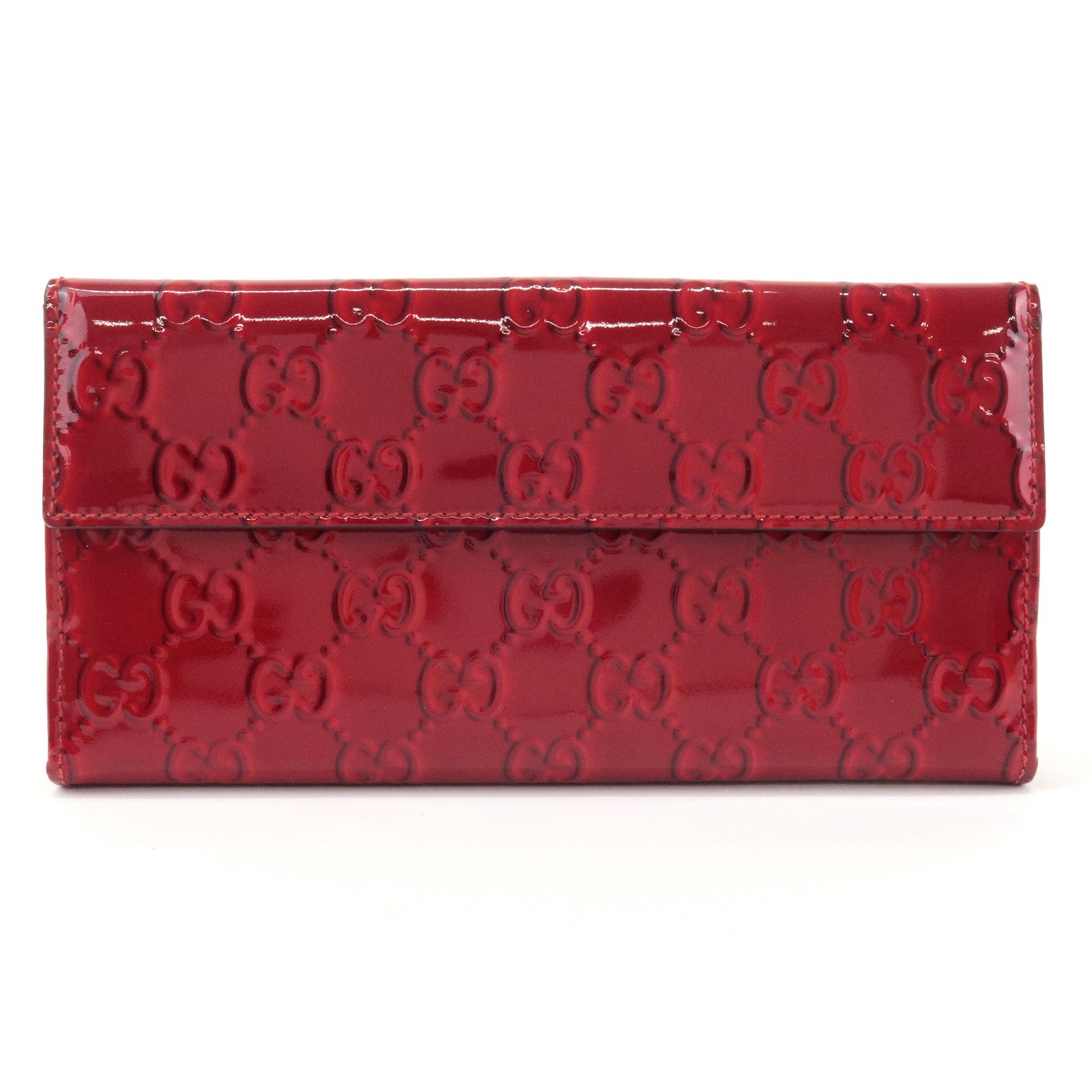 GUCCI Lovely Heart PVC Bi-fold Long Wallet Red 203550 Used