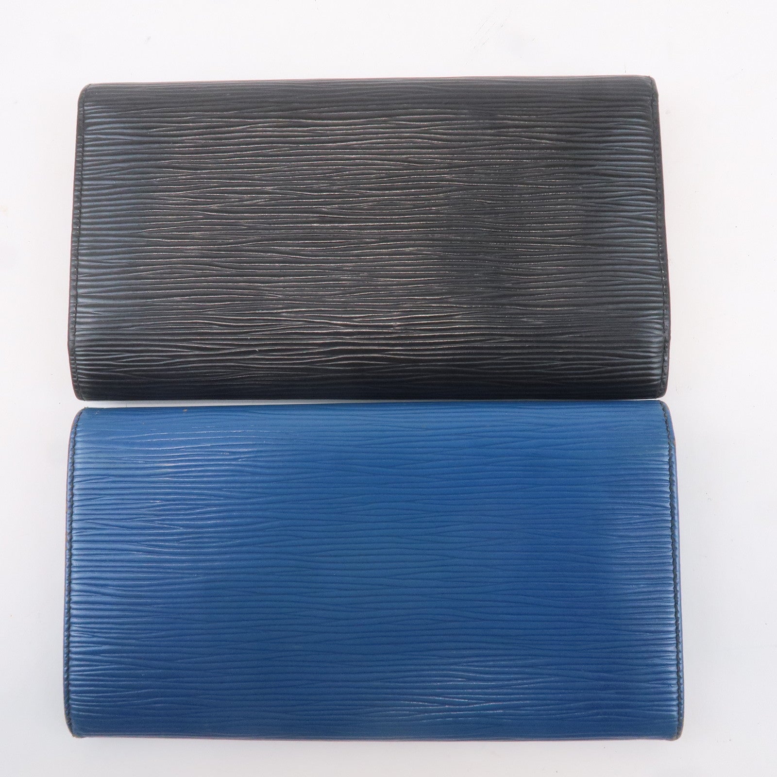 Louis Vuitton Epi Set of 2 Long Wallet Black Blue M63382 M63575