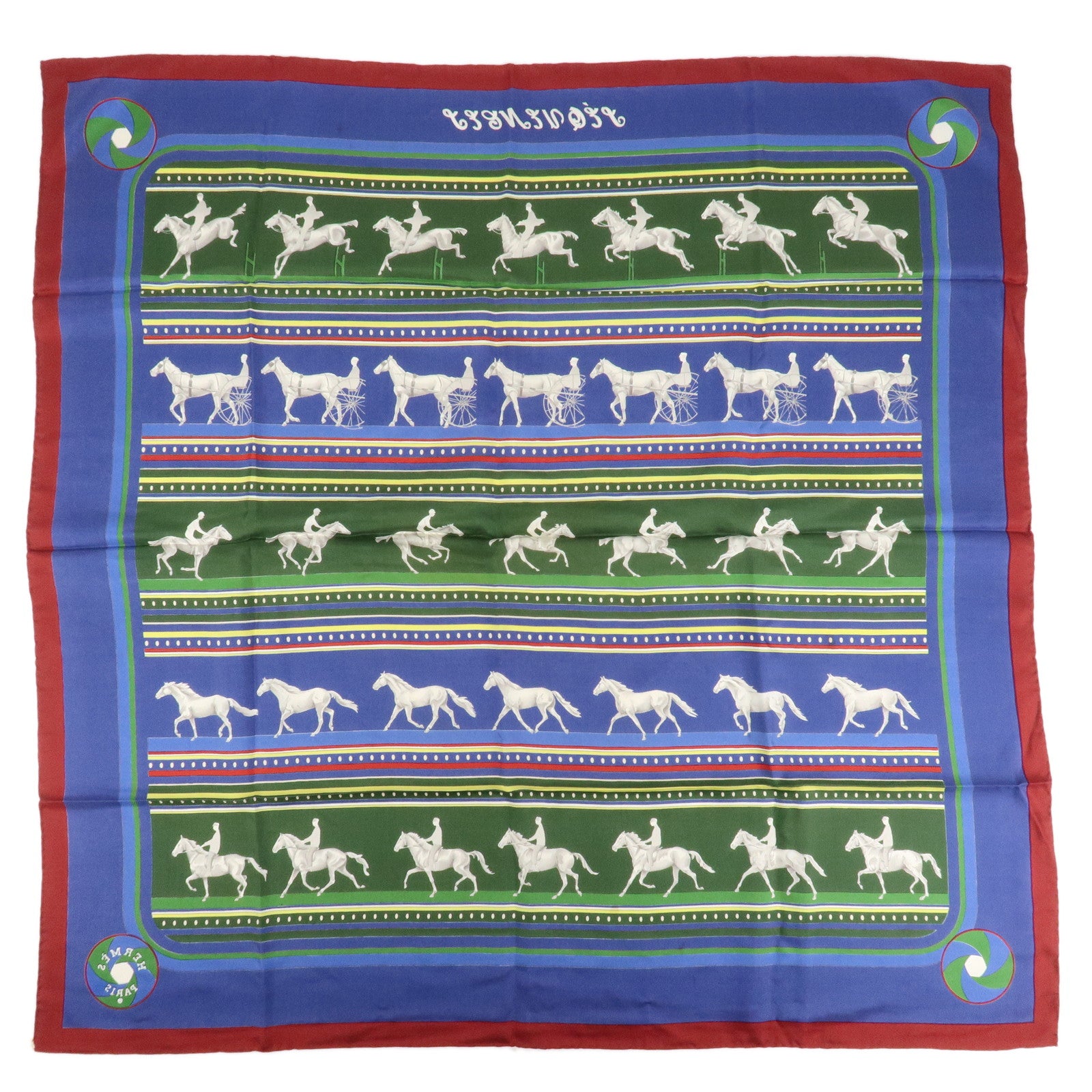 HERMES Carre 90 Silk 100% Scarf SEQUENCES Horse Print