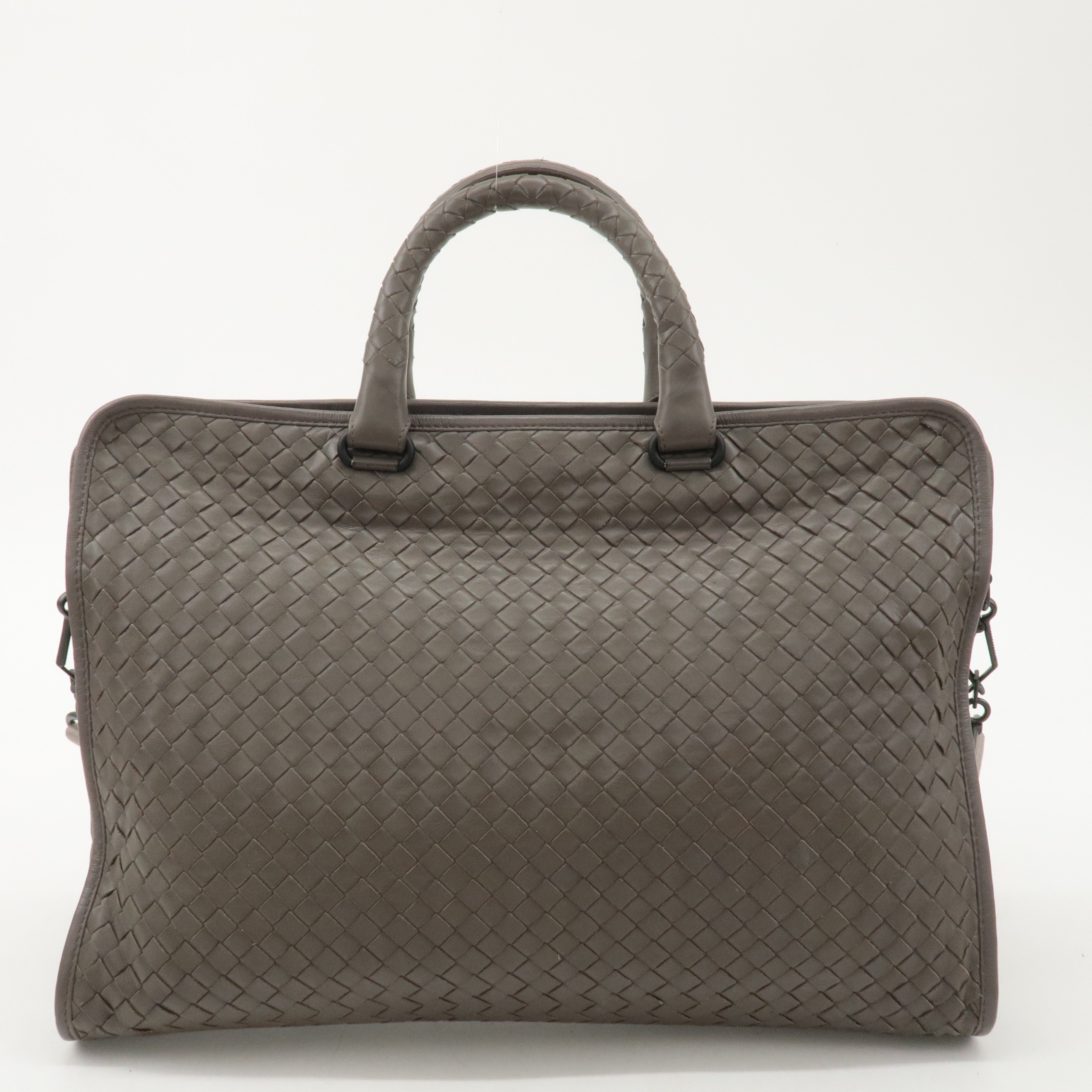 BOTTEGA VENETA Intrecciato Leather 2Way Business Bag Gray 387307