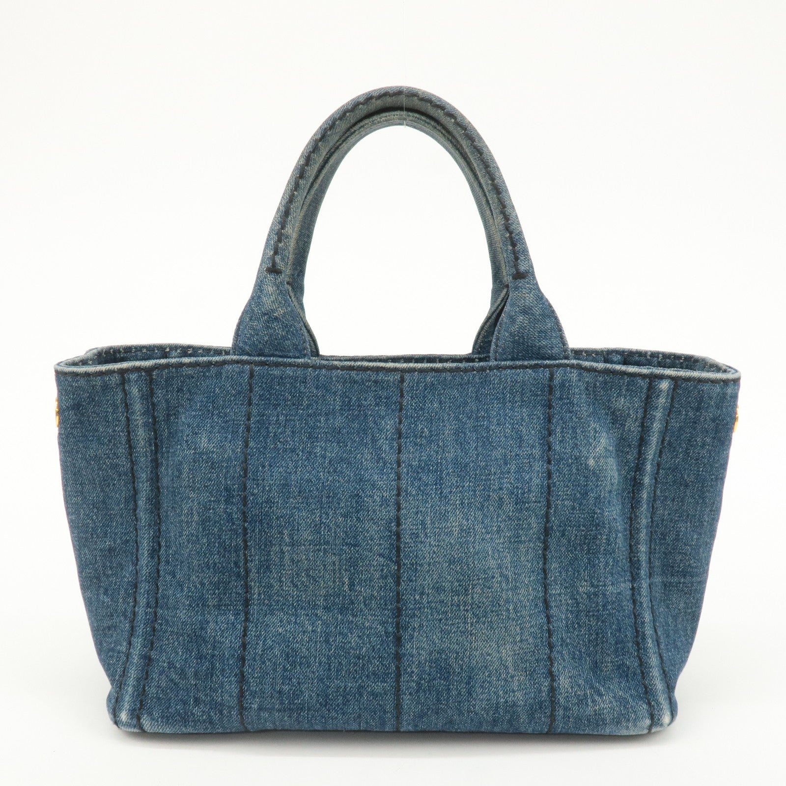 PRADA Logo Canapa Canvas 2Way Shoulder Bag Hand Bag Denim