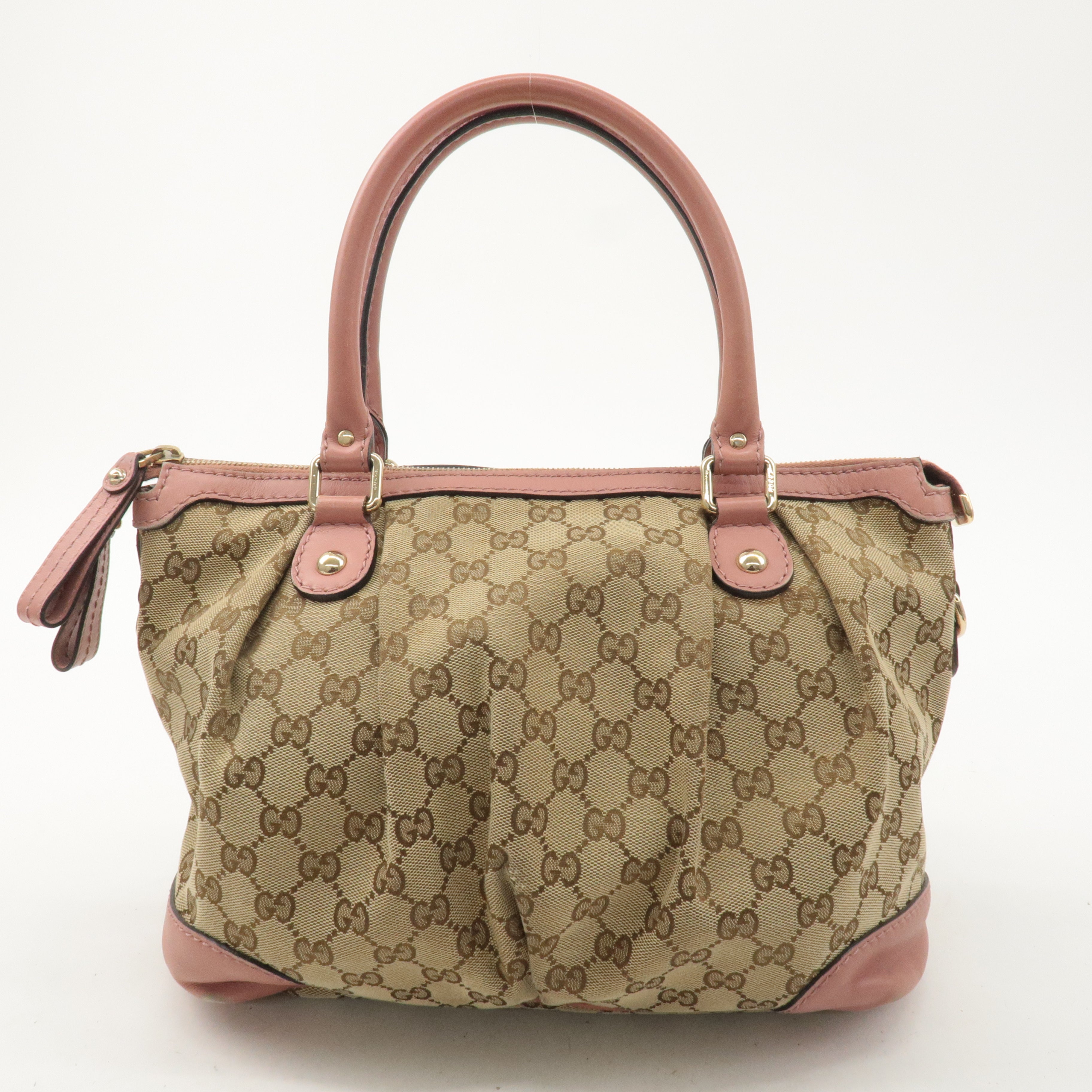 GUCCI Sukey GG Canvas Leather 2Way Shoulder Bag Pink Beige 247902