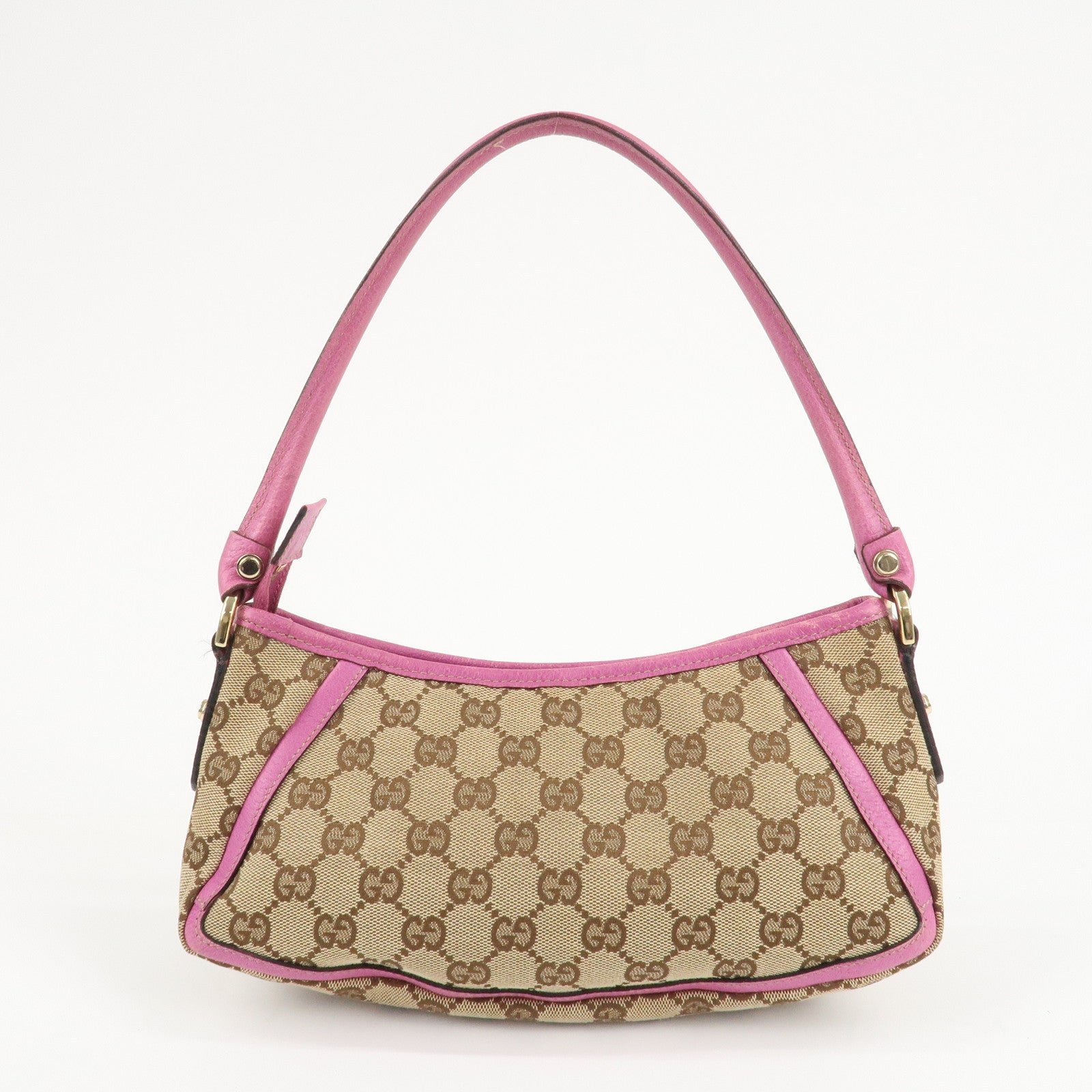 GUCCI Abbey GG Canvas Leather Shoulder Bag Pink Beige 130939 Used