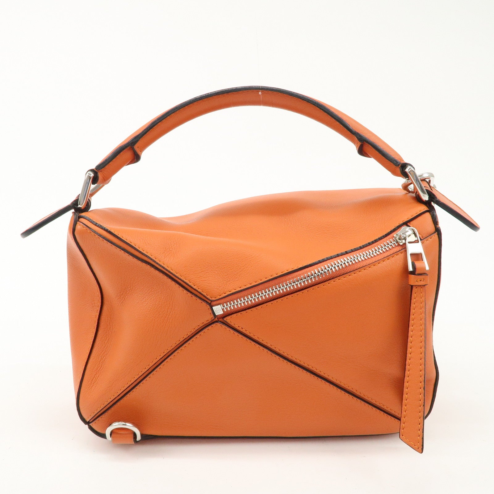 LOEWE Leather Puzzle Bag Small Hand Bag Orange Used