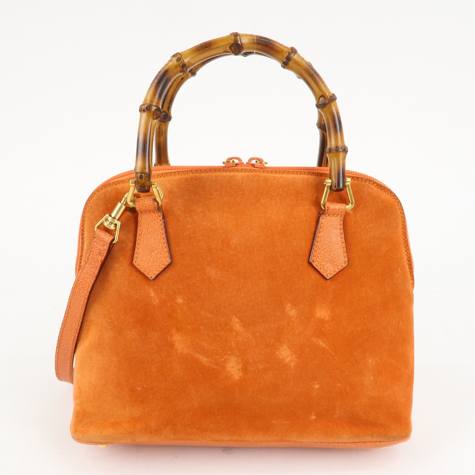 GUCCI Bamboo Suede Leather 2WAY Bag Orange 000.2296.0290