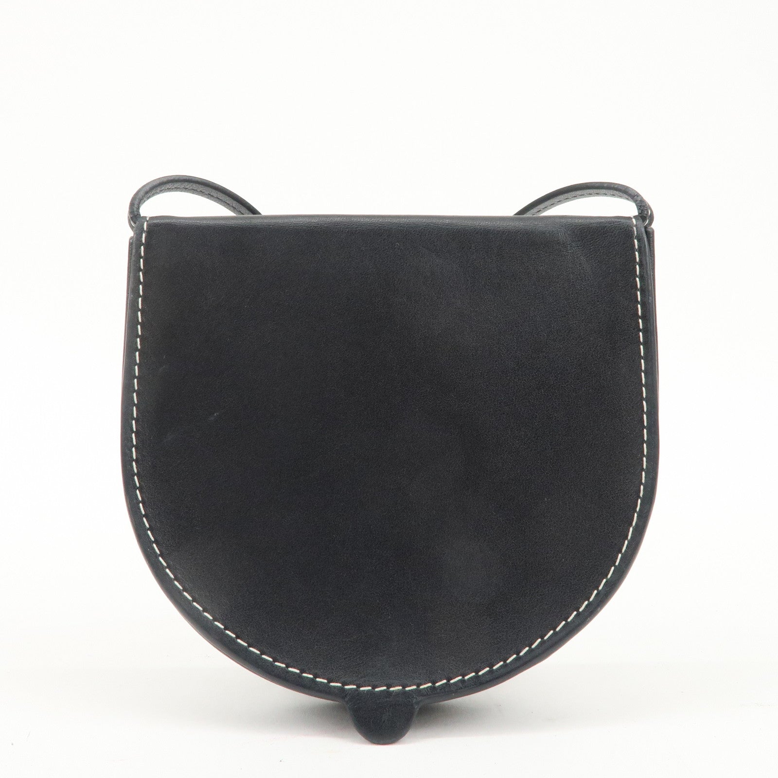 LOEWE Anagram Leather Shoulder Pouch Shoulder Bag Black Used