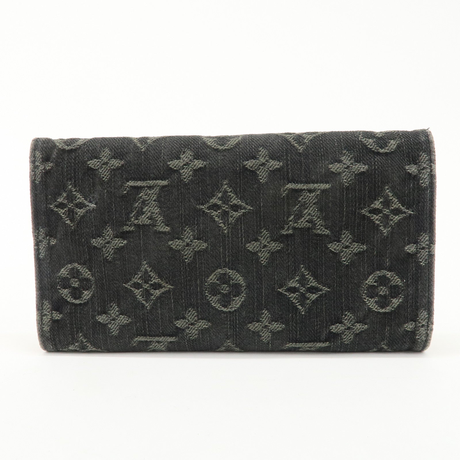 Louis Vuitton Monogram Denim Portefeuille Amelia Noir M95512 Used