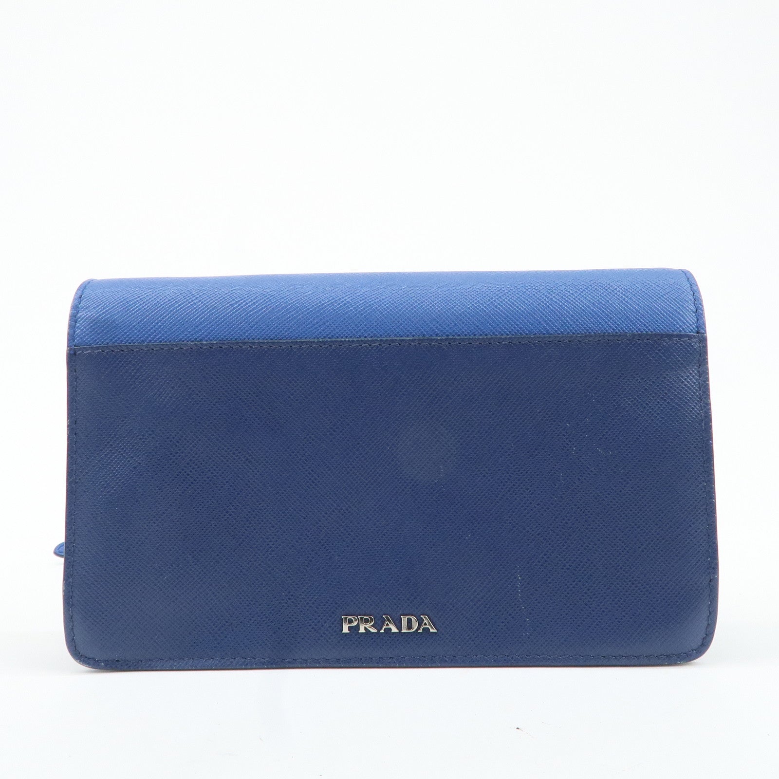 PRADA Leather Shoulder Bag Blue Navy