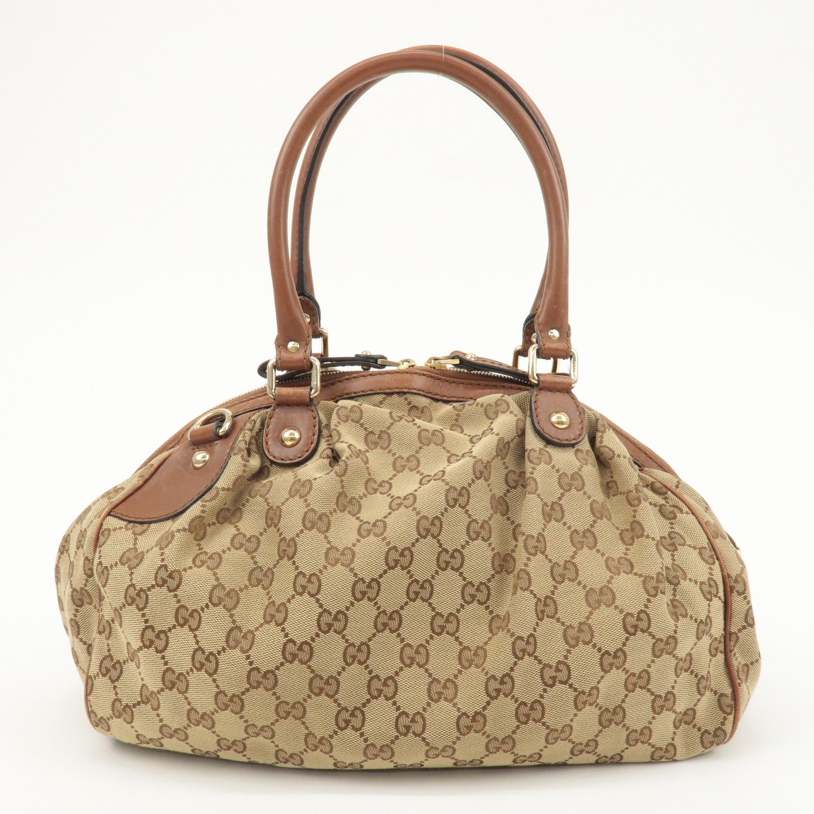 GUCCI Sukey GG Canvas Leather 2WAY Tote Bag Beige Brown 223974