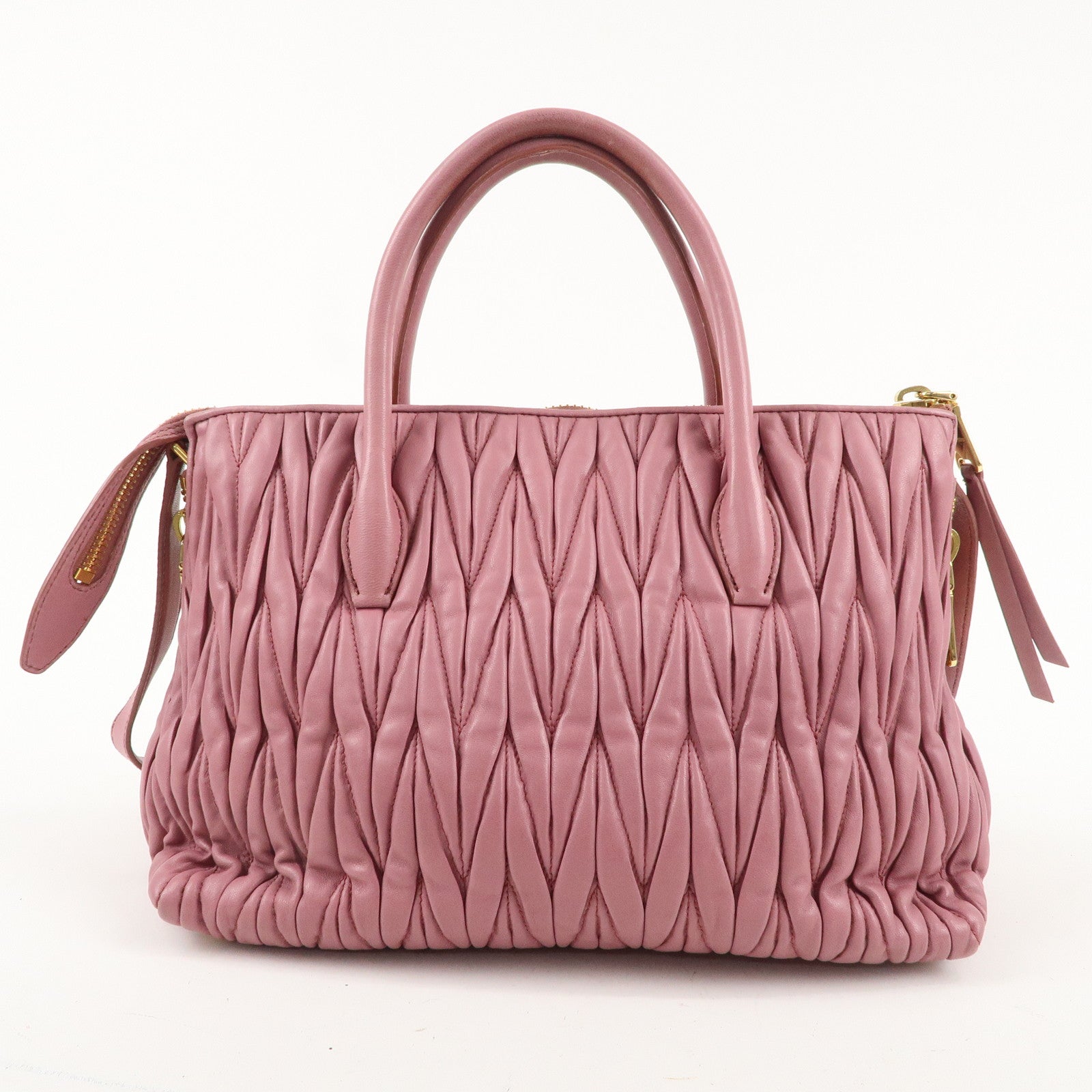 MIU MIU Matelasse Leather 2way Bag Shoulder Hand Bag Pink