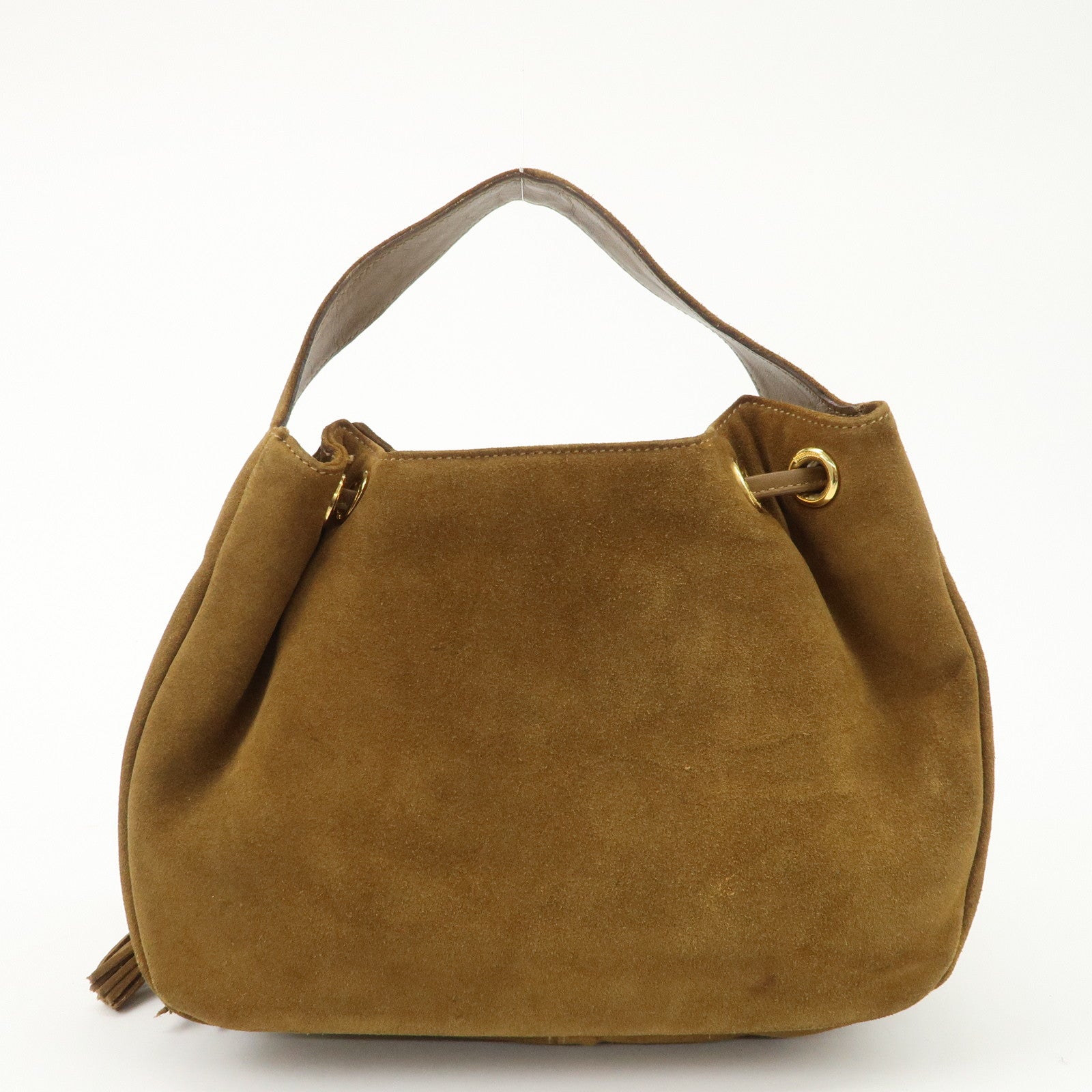 Salvatore Ferragamo Suede Hand Bag Stitch Brown BZ-21 5699