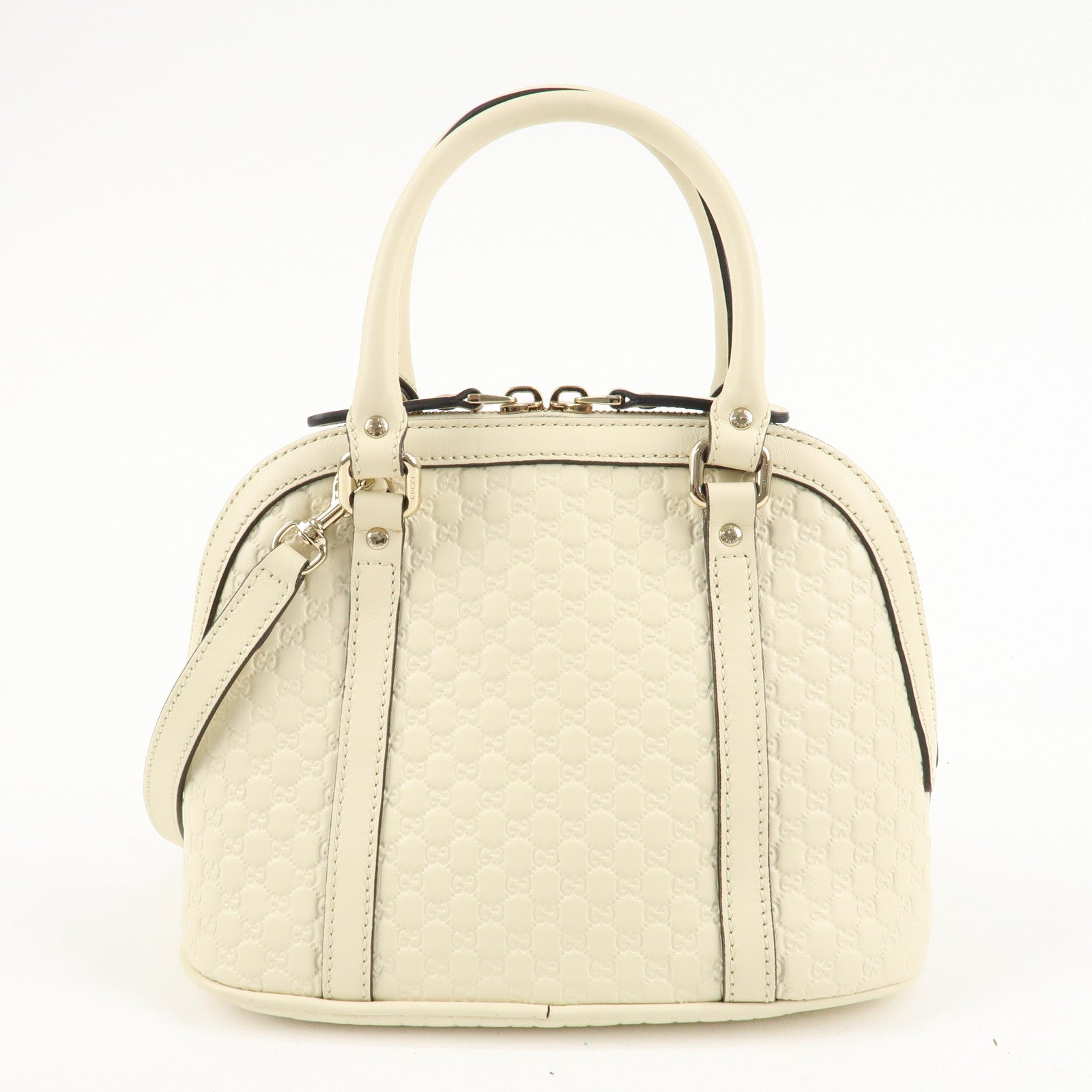 GUCCI Micro Guccissima Leather 2WAY Bag Hand Bag Ivory 449654 Used