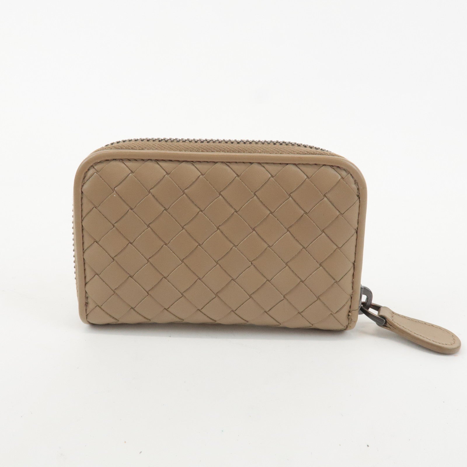 BOTTEGA VENETA Intrecciato Leather Zippy Coin Case Beige 114075