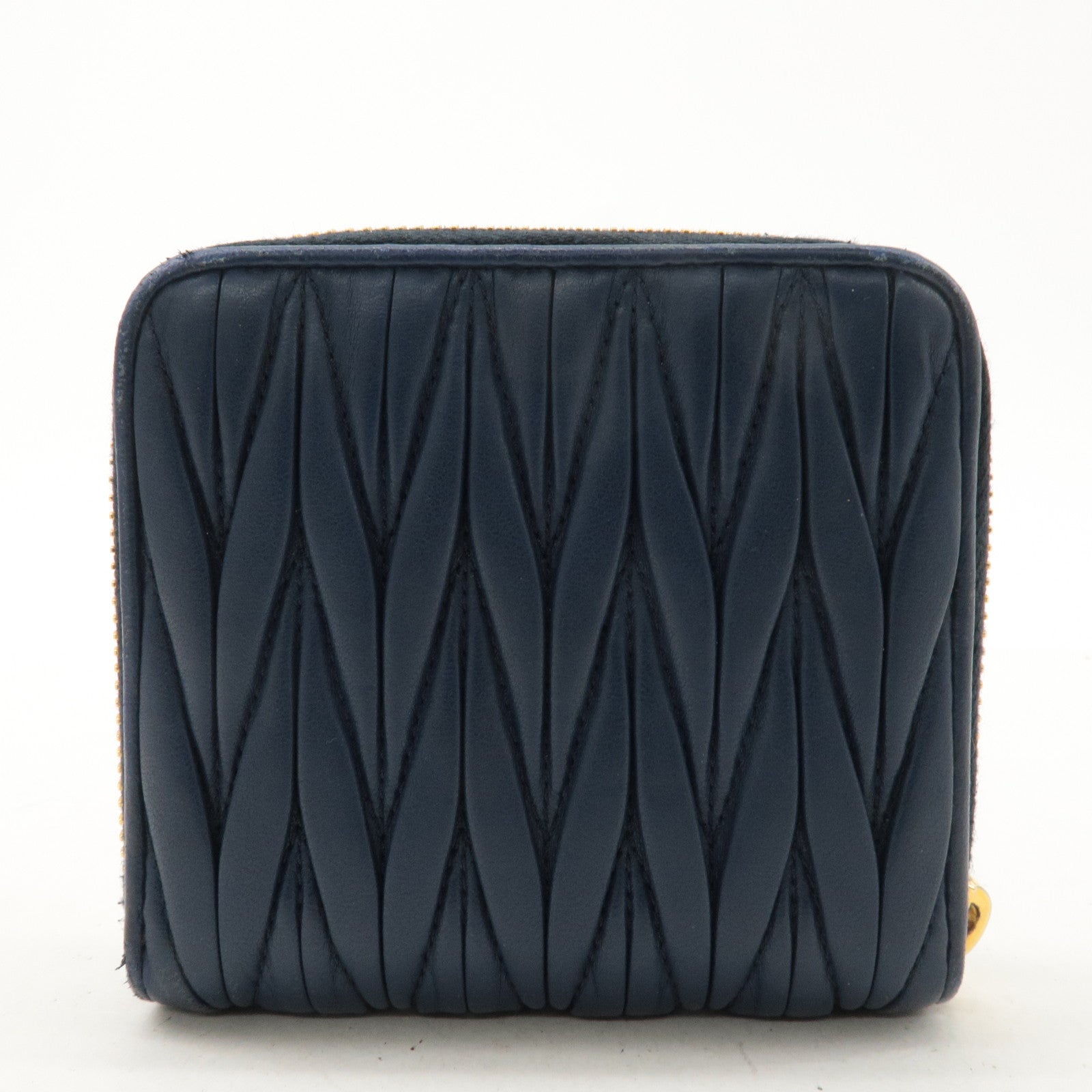 MIU MIU Matelasse Leather Bi-fold Wallet Navy 5ML522