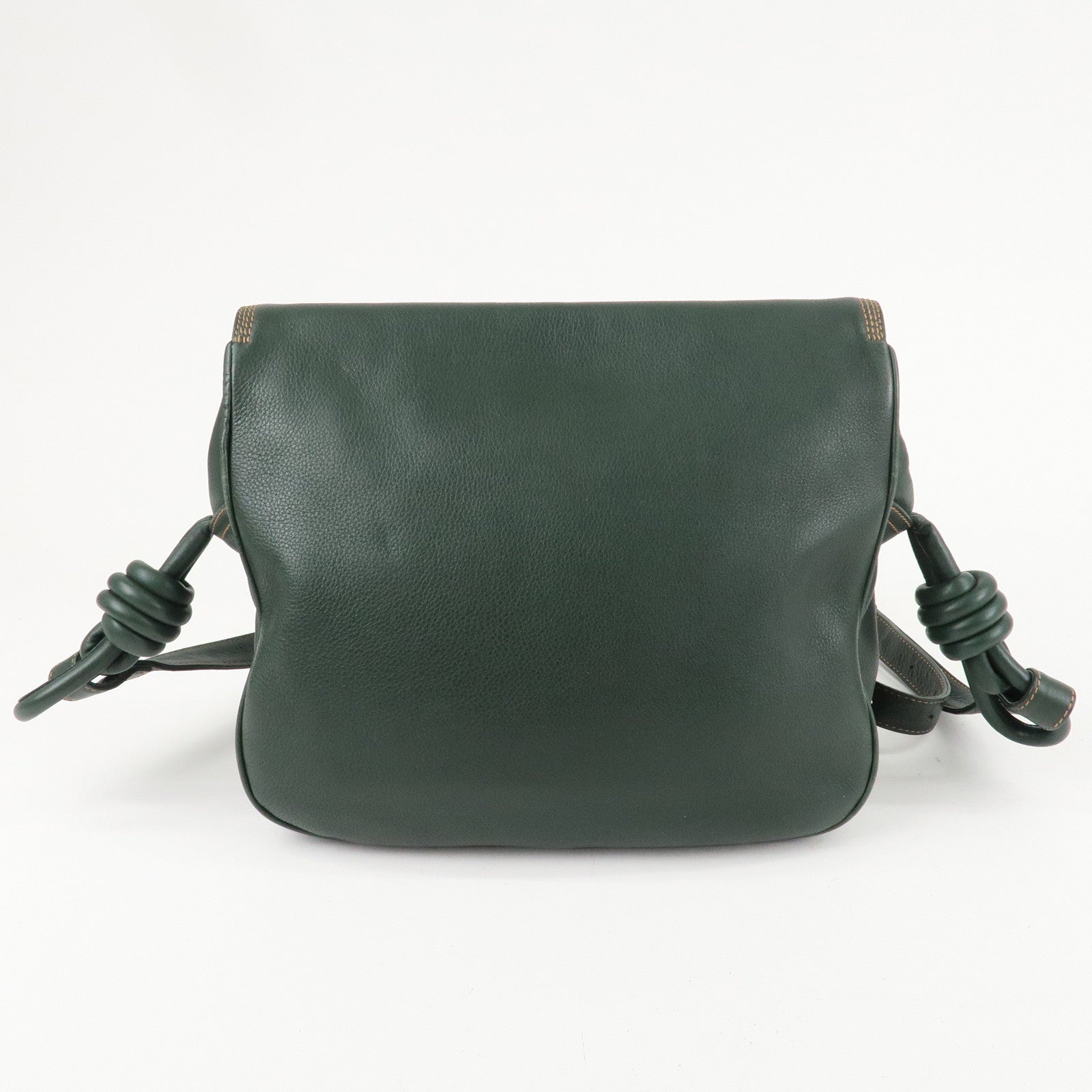 LOEWE Anagram Leather Knot Shoudler Bag Cross Body Bag Green Used