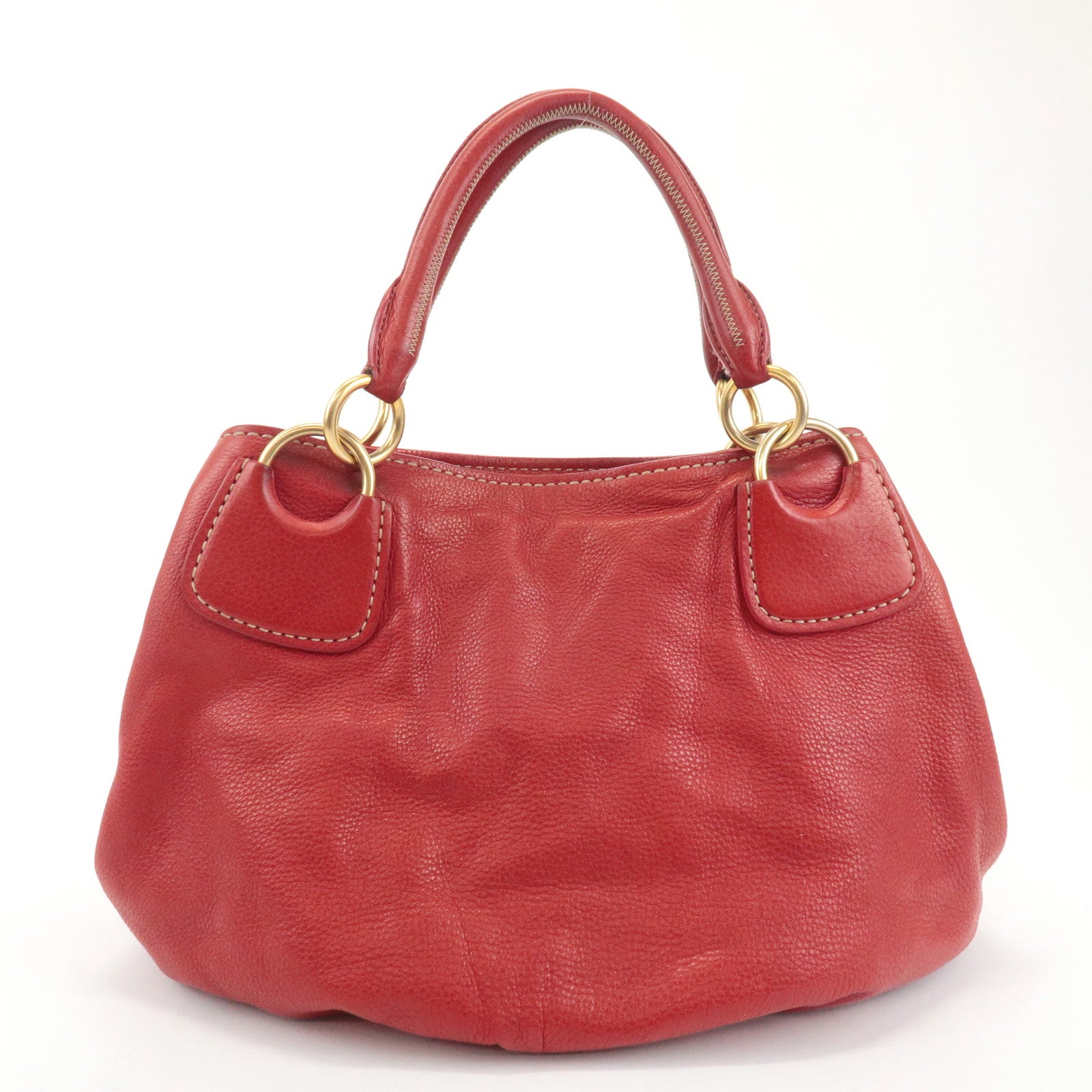 MIU MIU Logo Leather Shoulder Bag Tote Bag Red Used