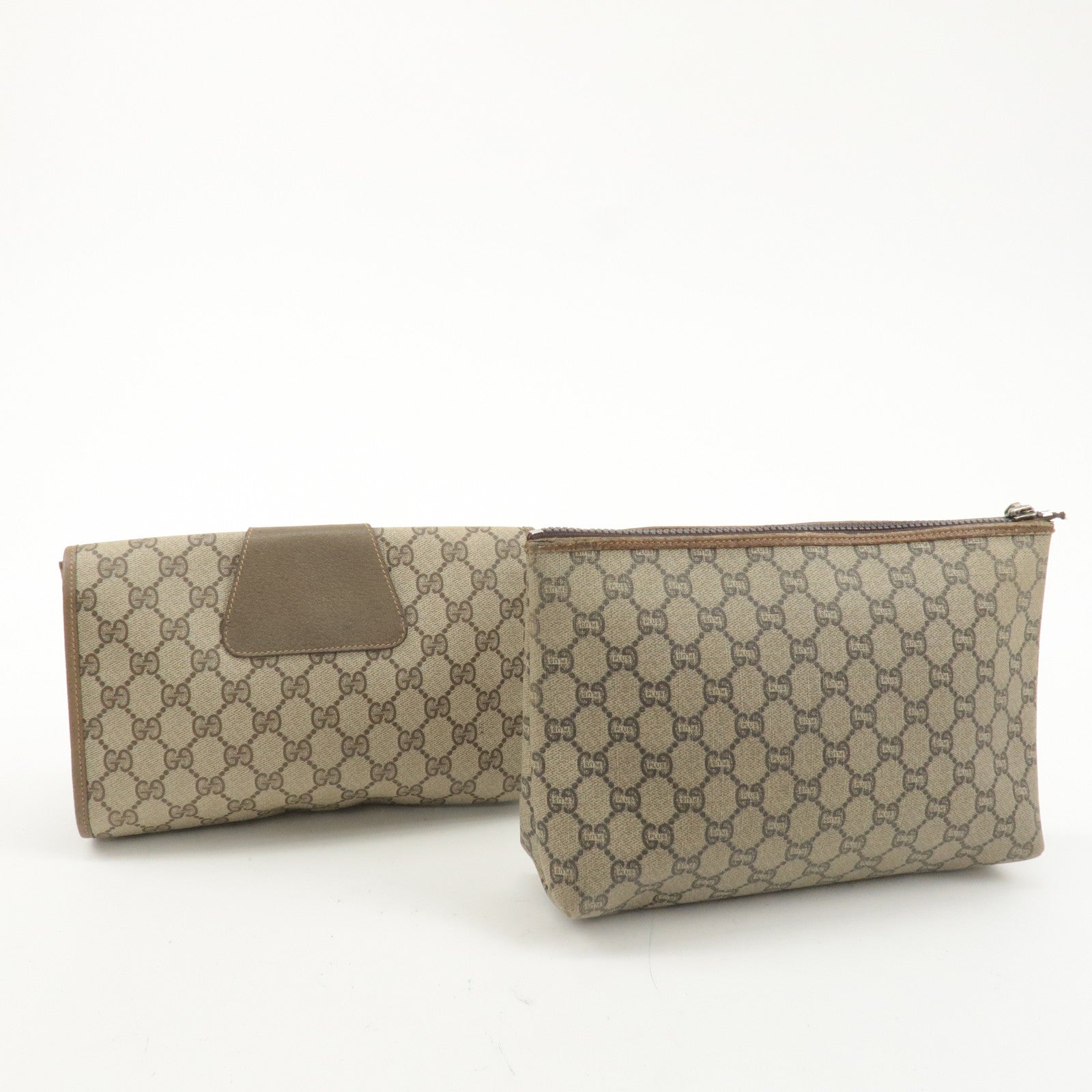 GUCCI GG Plus Set of 2 Old Gucci Clutch Bag Beige Brown