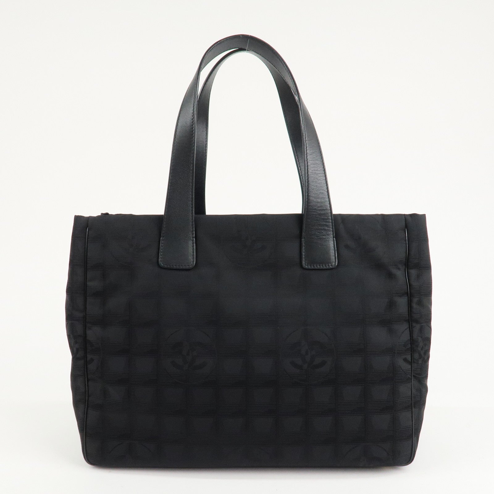 CHANEL New Travel Line Nylon Jacquard Leather Tote MM Black A15991