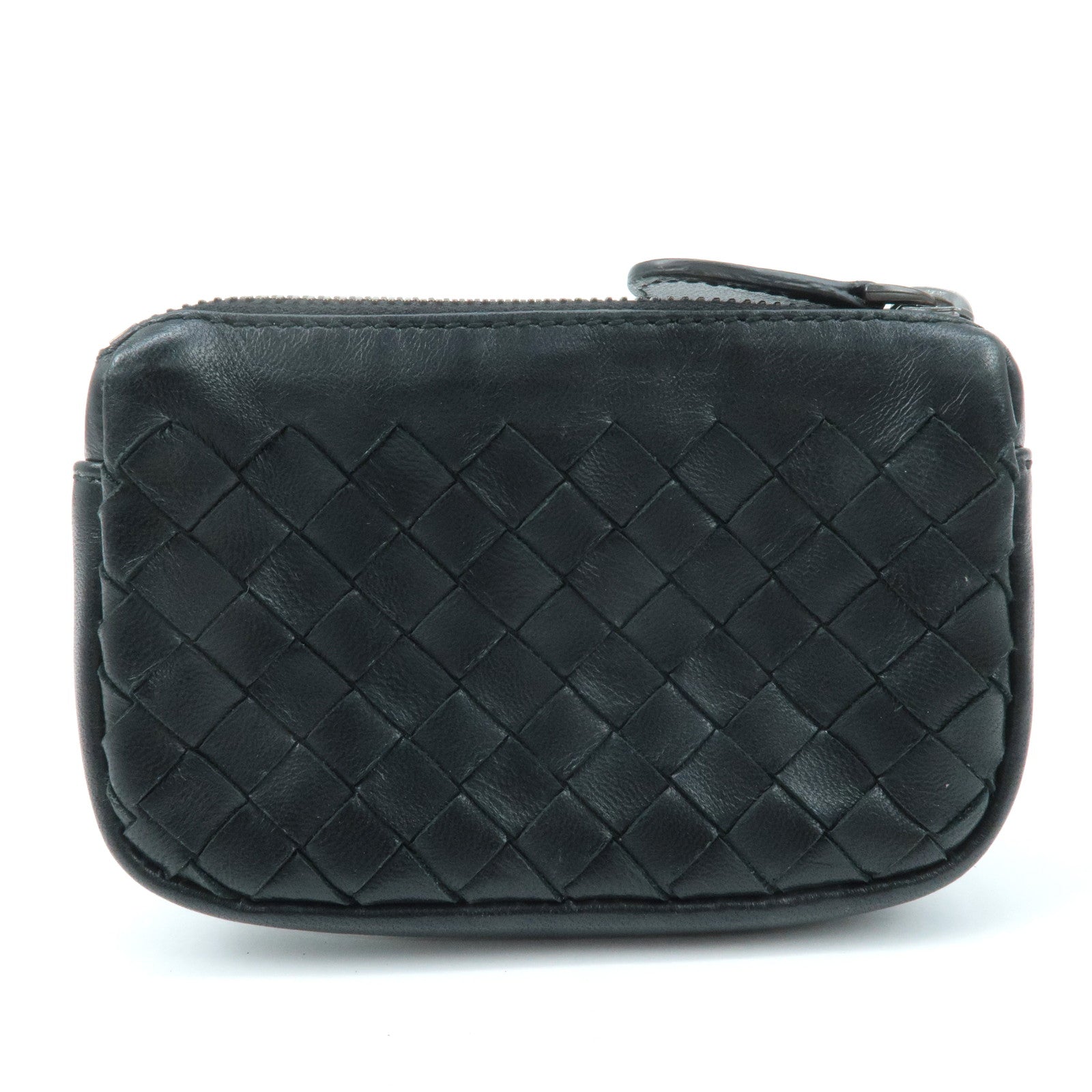 BOTTEGA VENETA Intrecciato Leather Coin Case Black 233808