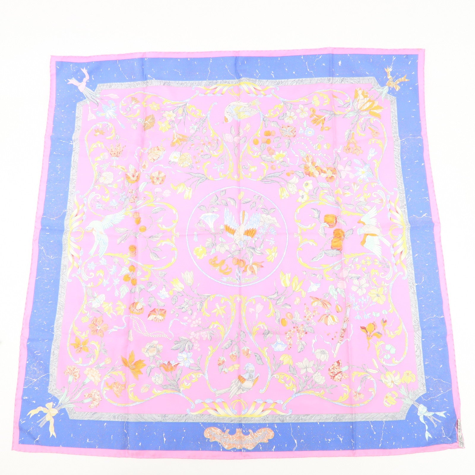 HERMES 100% Silk Carre 90 PIERRES d
 ORIENT et d
 OCCIDENT Pink Used