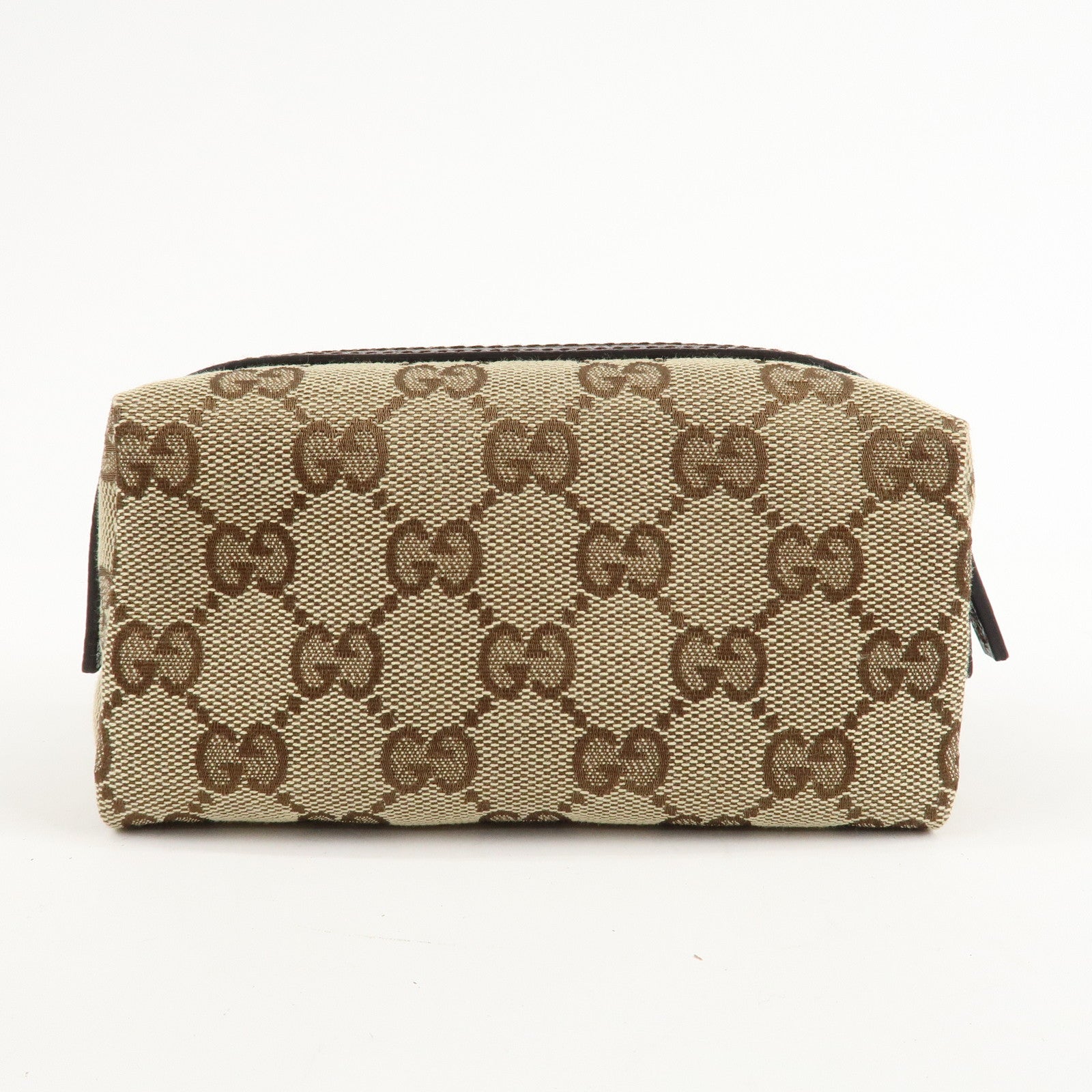 GUCCI GG Canvas Leather Pouch Cosmetic Pouch Beige Brown 29596 Used