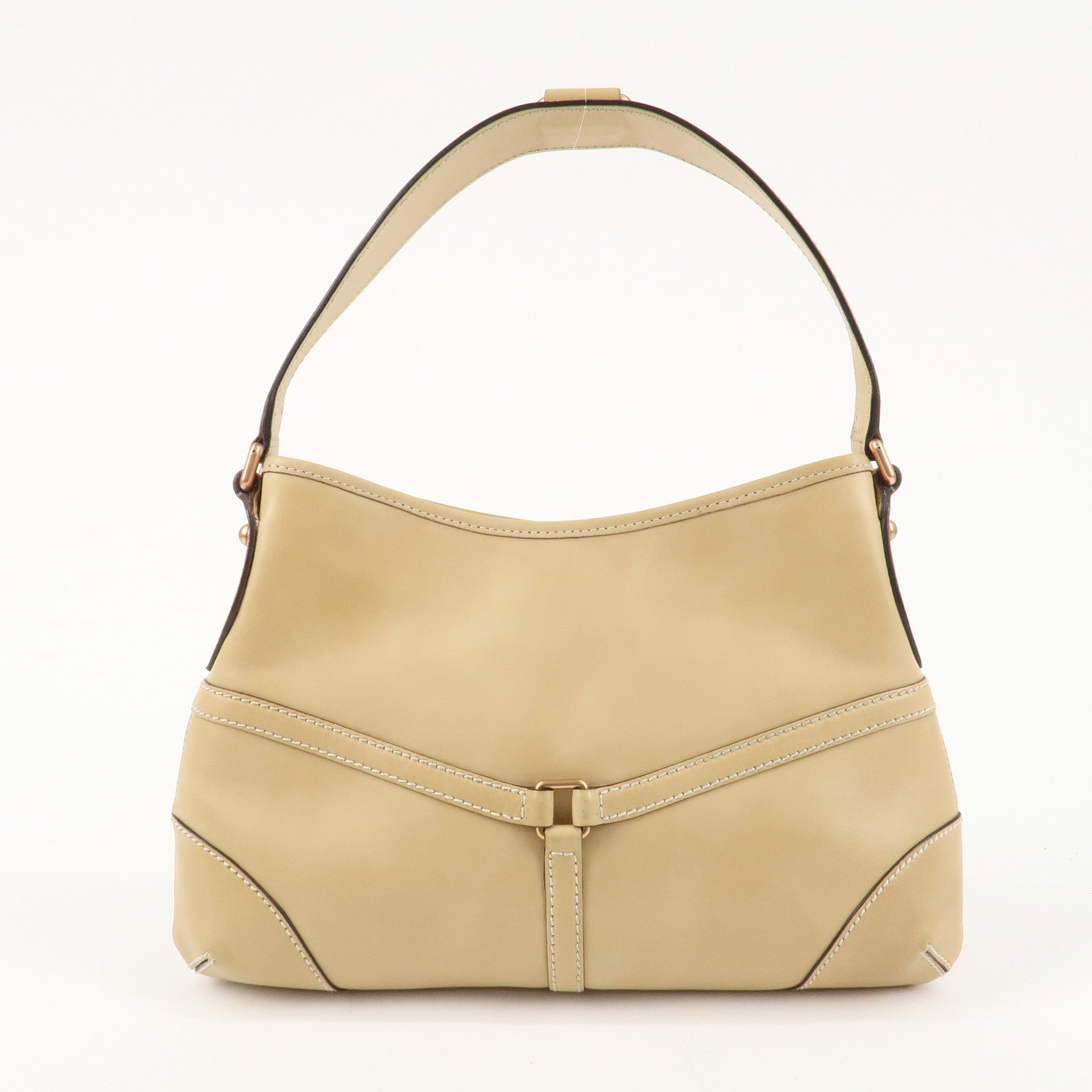 GUCCI Interlocking G Leather Shoulder Bag 114877 Beige