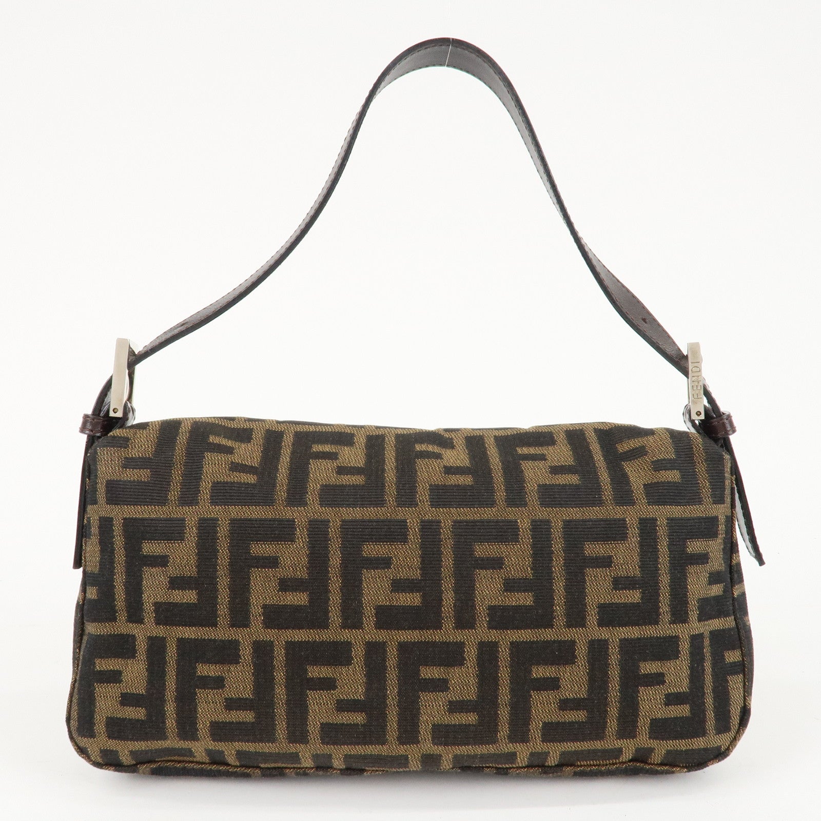 FENDI Mamma Baguette Zucca Canvas Shoulder Bag Brown Black 26424 Used