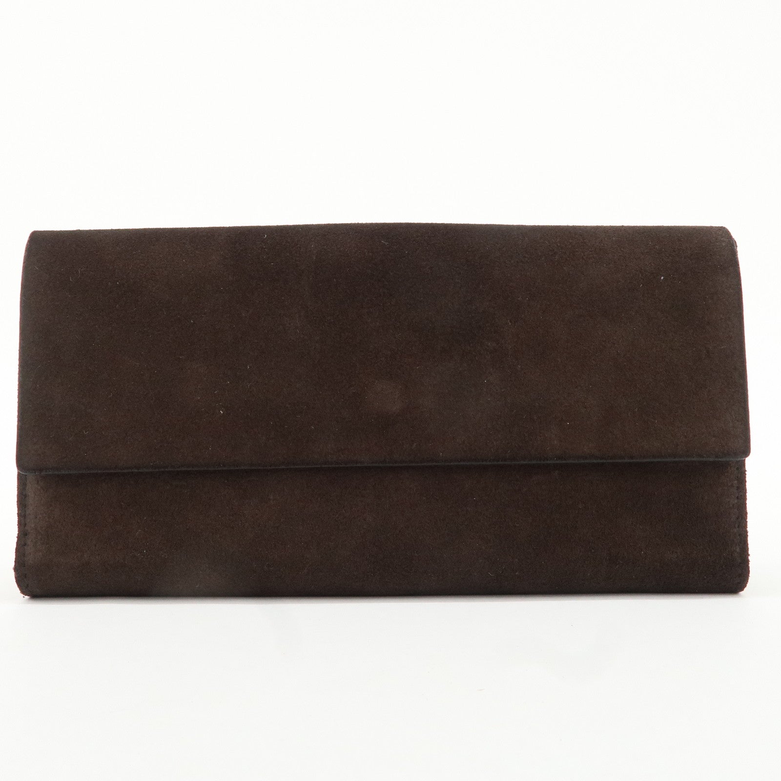 GUCCI Suede Leather Bi-fold Long Wallet Dark Brown 101564 Used