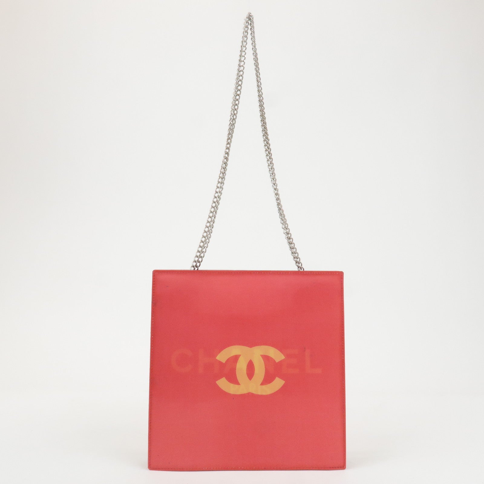 CHANEL Vinyl Hologram Coco Mark Chain Shoulder Bag Red