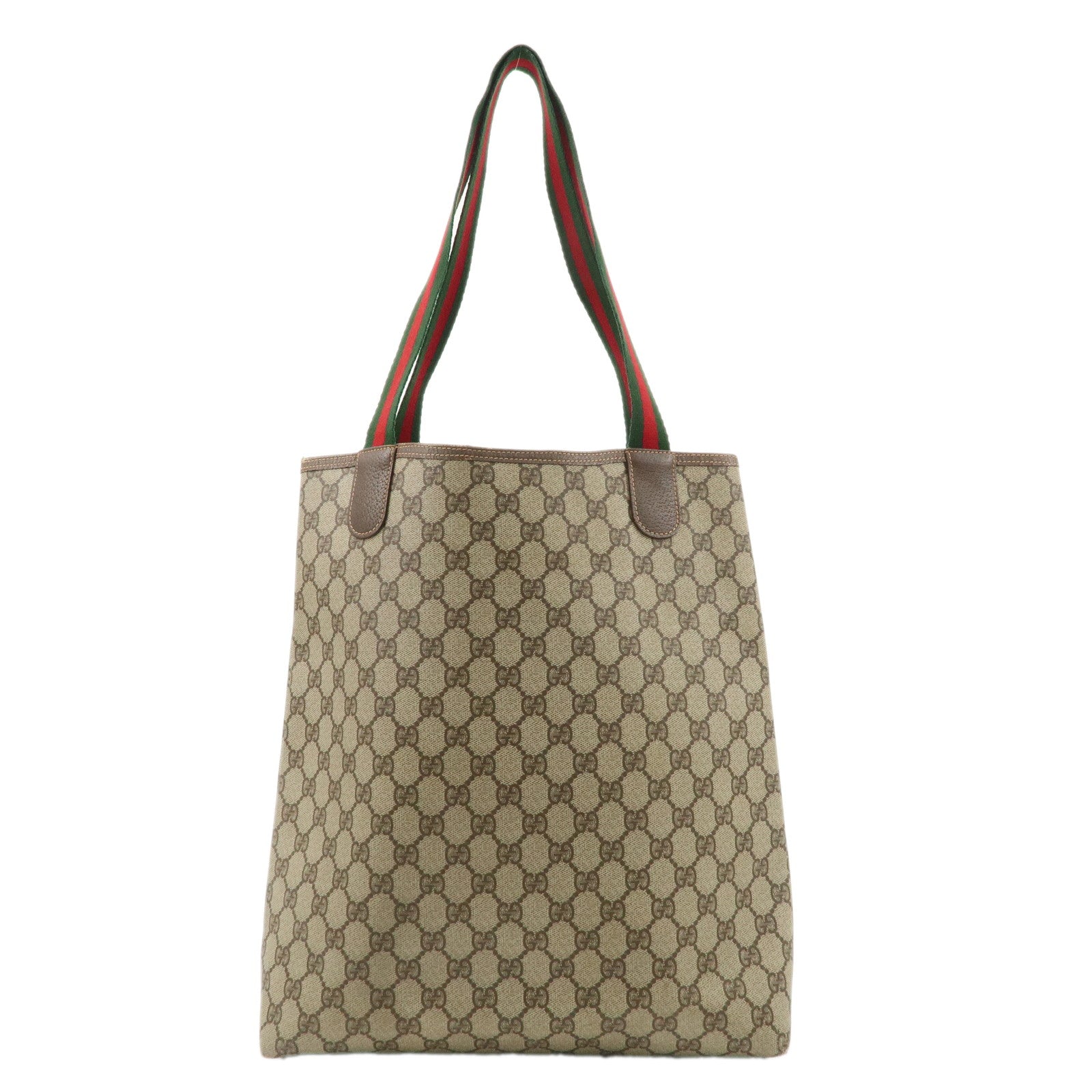 GUCCI Old Gucci Sherry GG Plus Leather Tote Bag Beige 40.02.003 Used