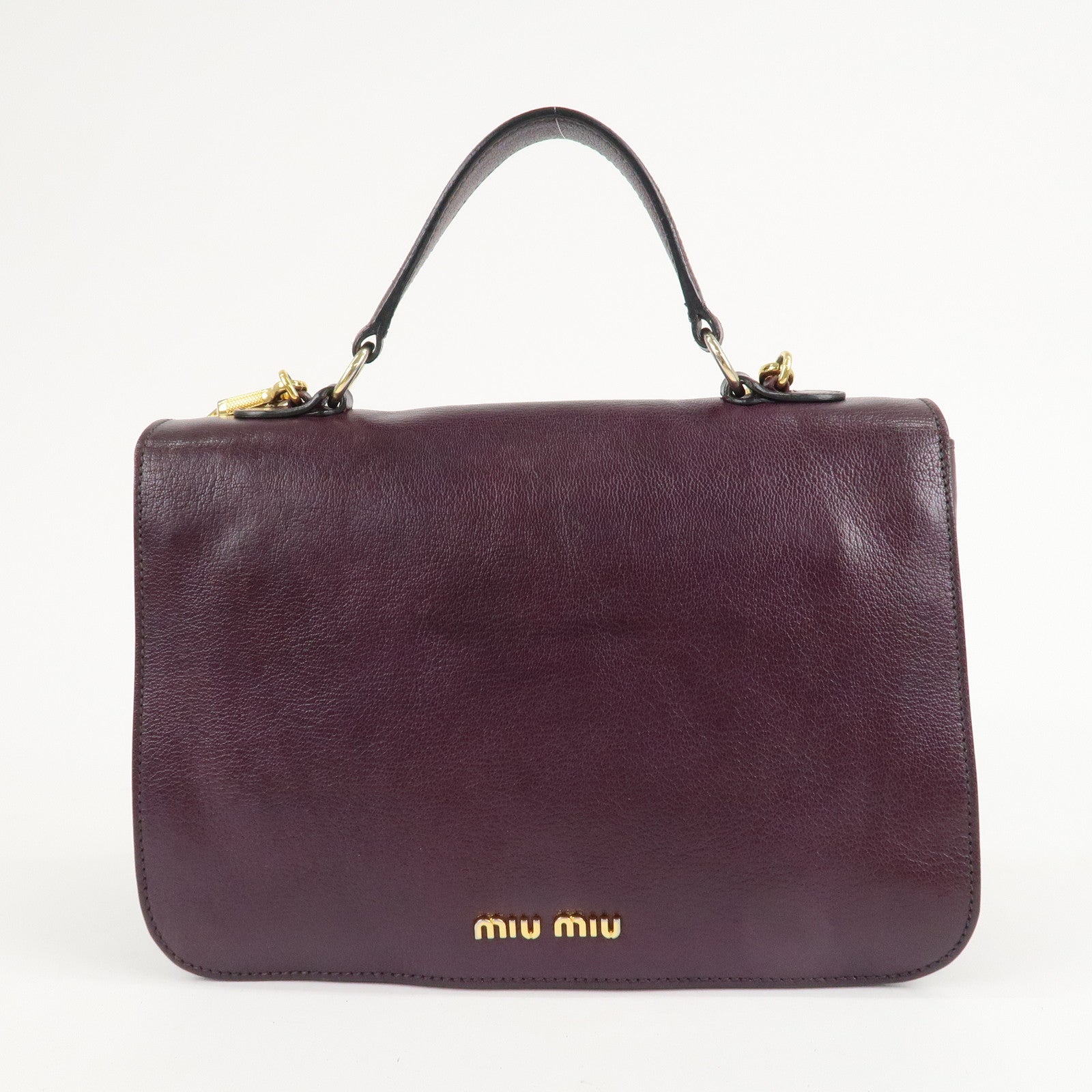 MIU MIU Leather Madras Bicolore 2Way Bag Hand Bag RN0726 Used