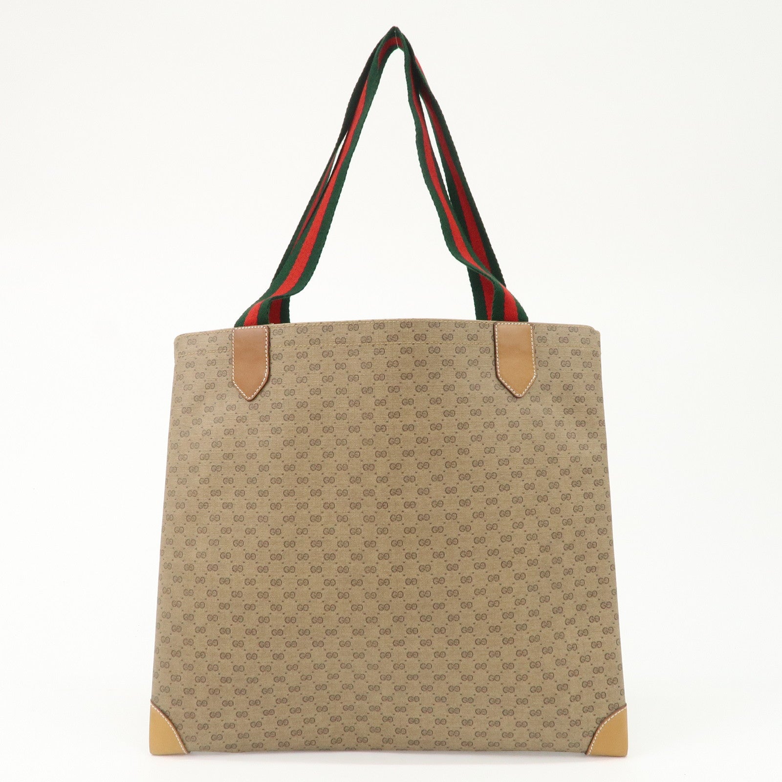 GUCCI Micro GG Sherry PVC Leather Tote Bag Beige 002.63.0048 Used