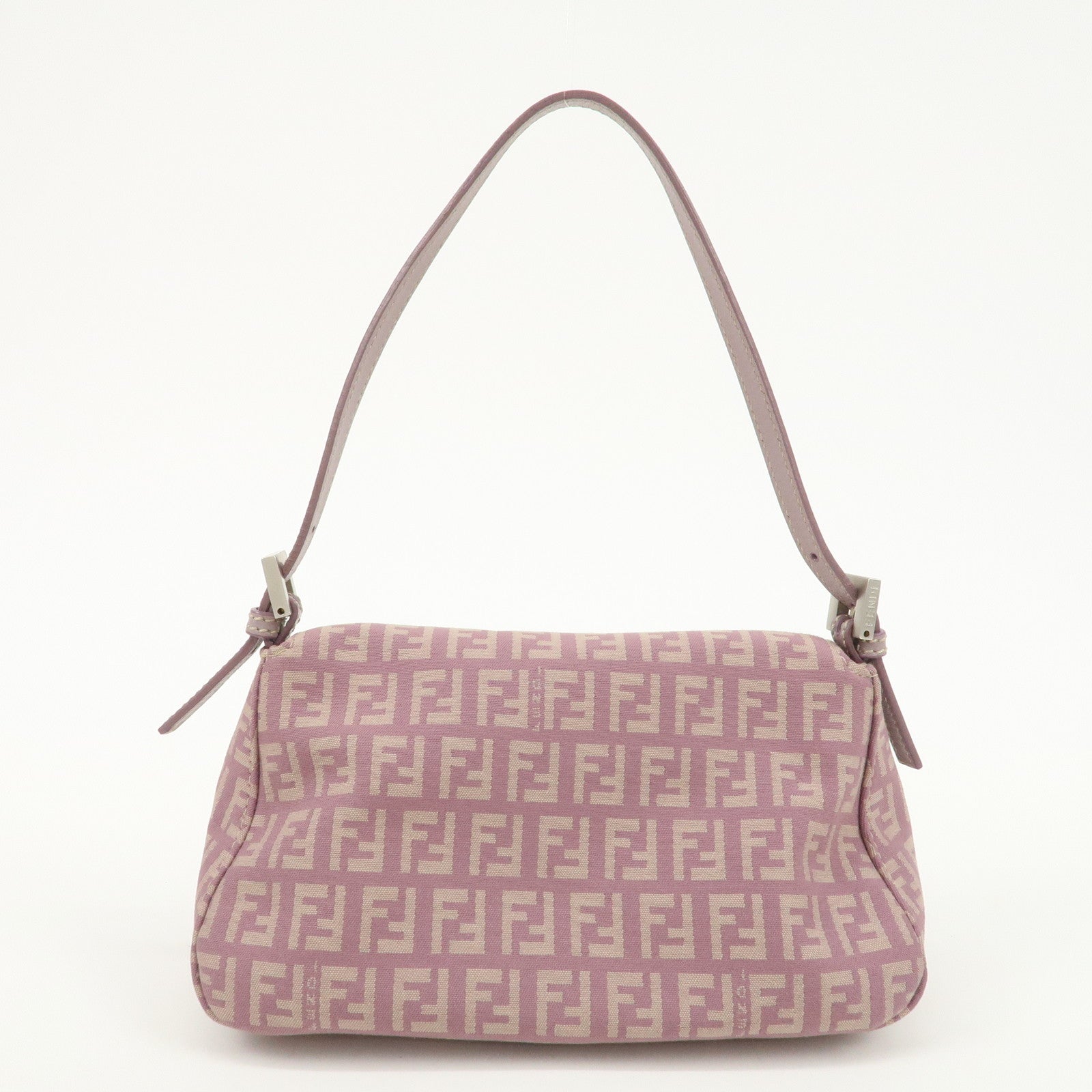 FENDI Zucchino Canvas Leather Mini Mamma Baguette Purple 8BR180