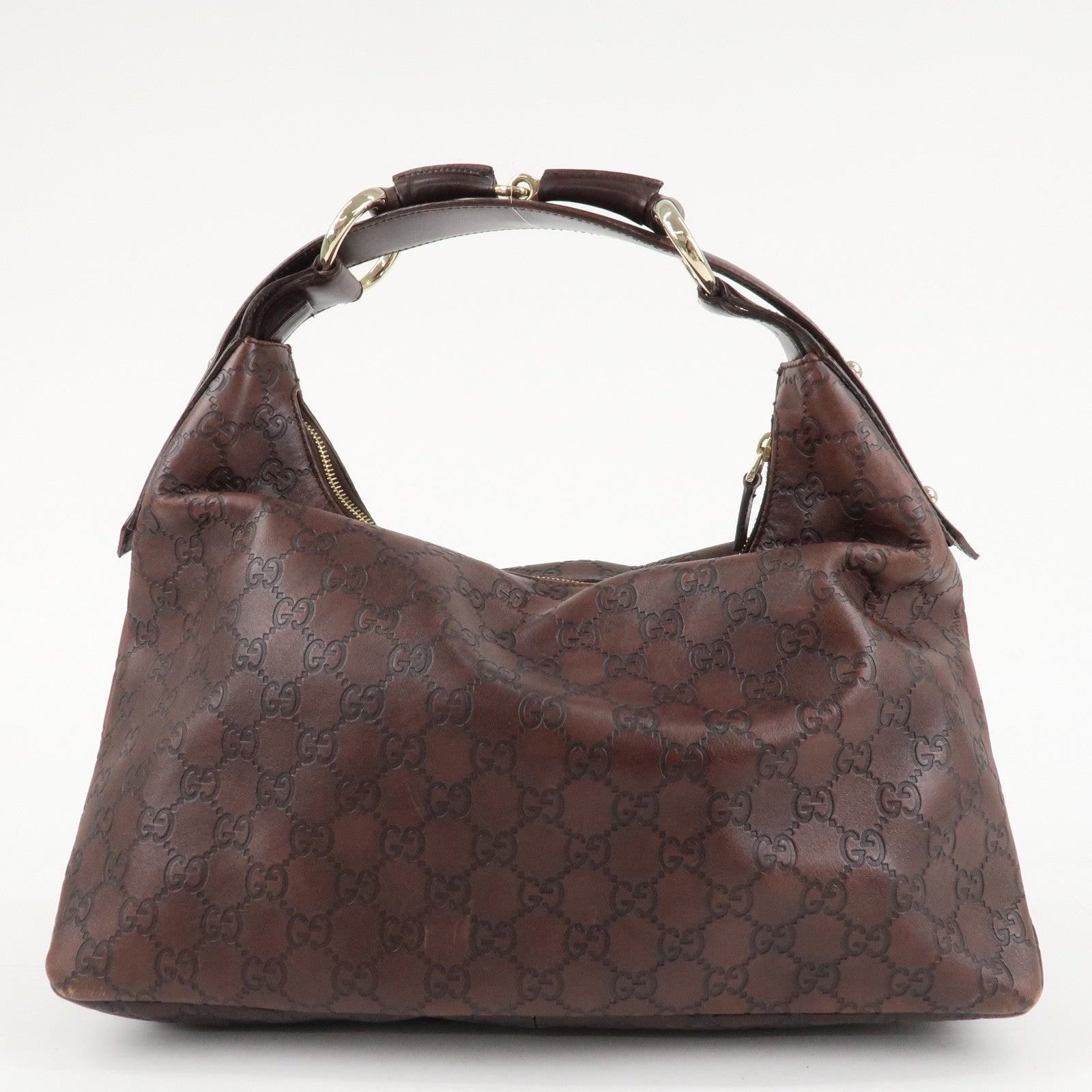 GUCCI Horsebit Guccissima Leather Shoulder Bag Dark Brown 115867