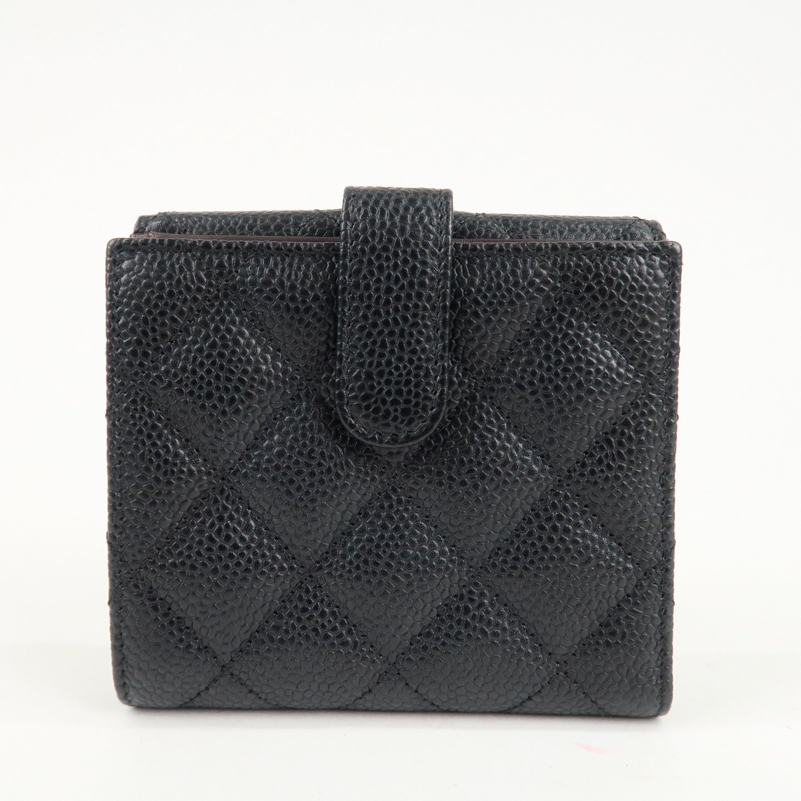 CHANEL Matelasse Cavier Skin W Hook Wallet Black A48980