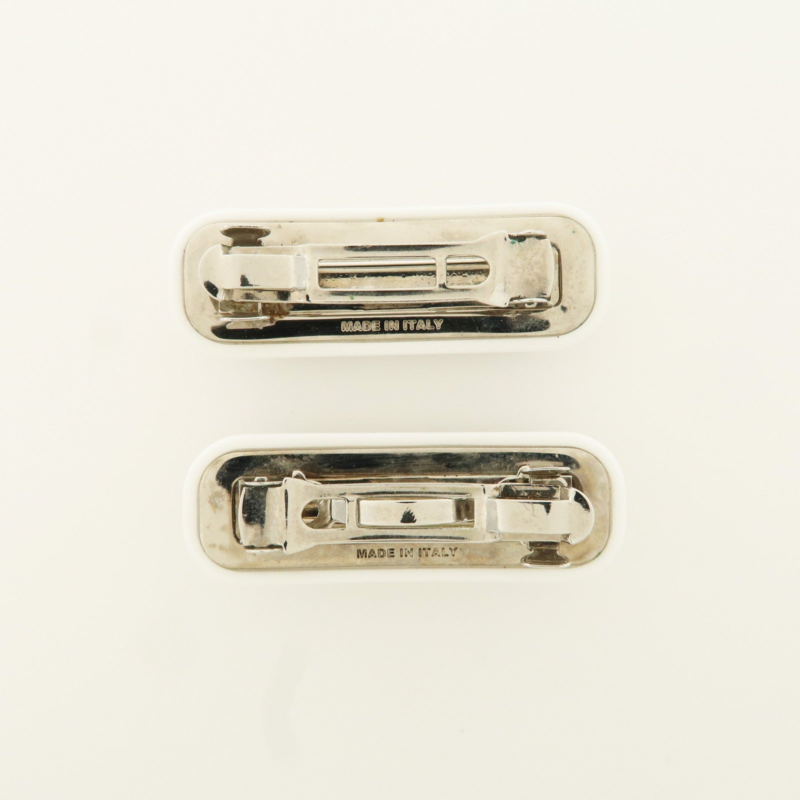 MIU MIU Plastic Rhine Stone Hair Clip White Silver