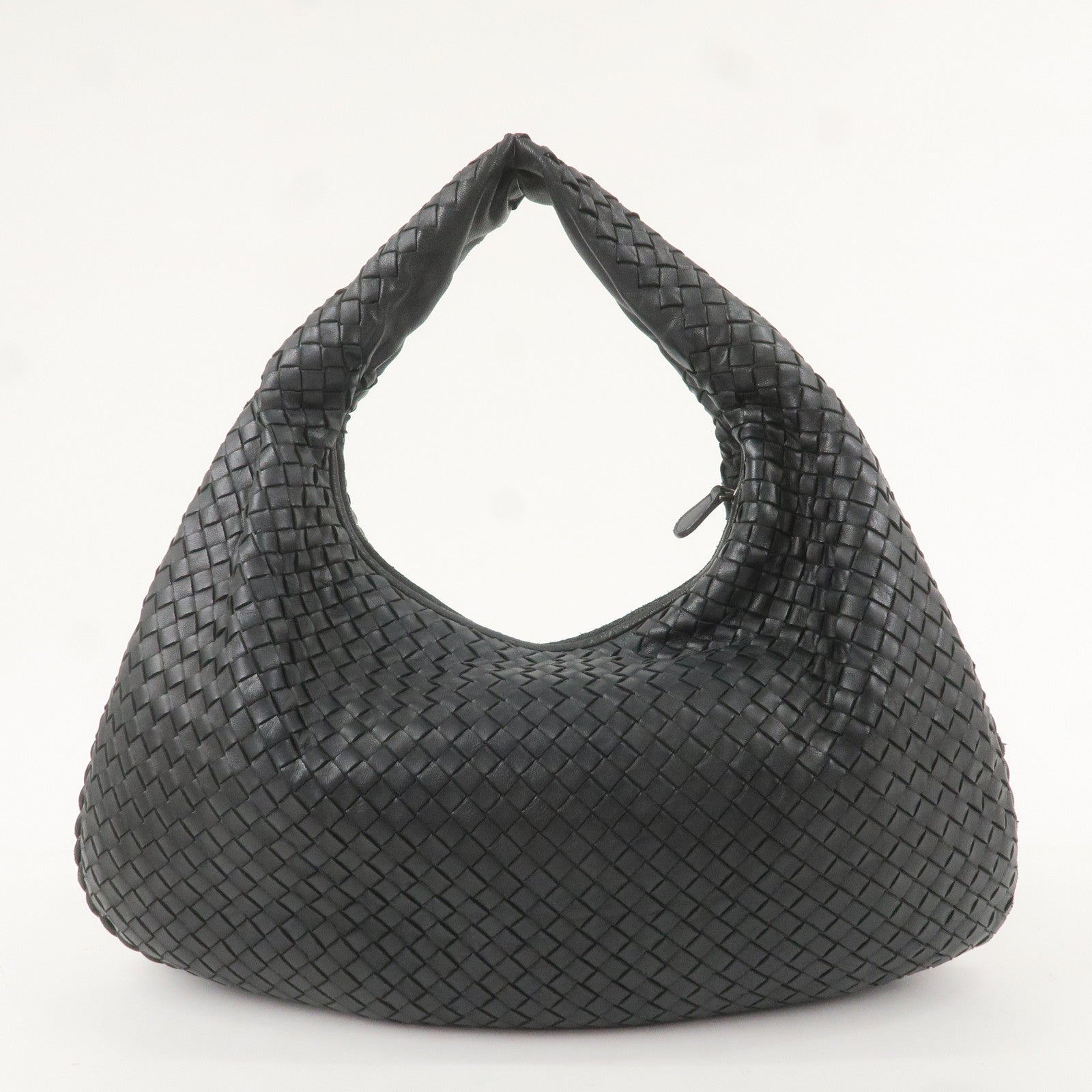 BOTTEGA VENETA Intrecciato Leather Shoulder Bag  Black