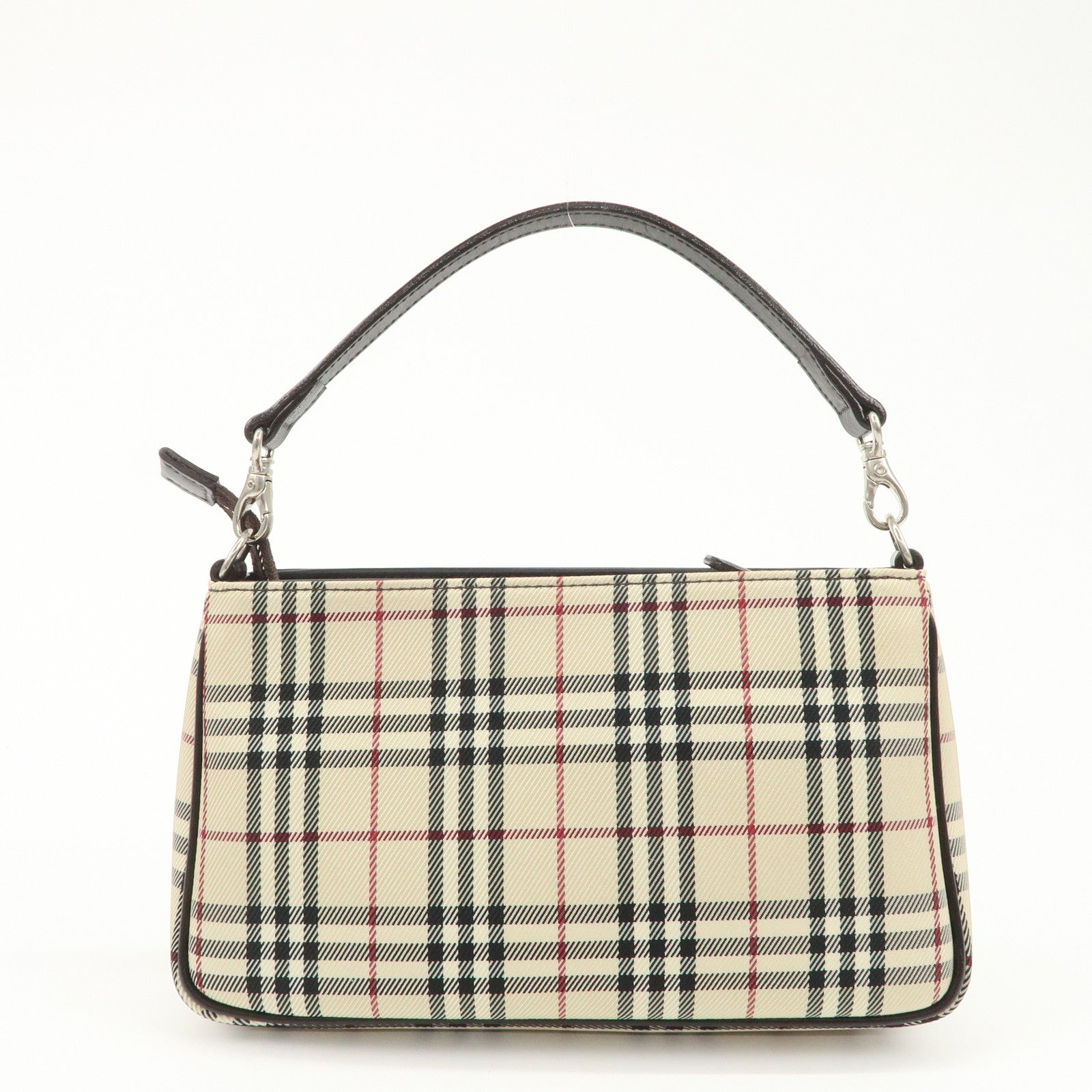 BURBERRY Canvas Leather Shoulder Bag Silver Hardware