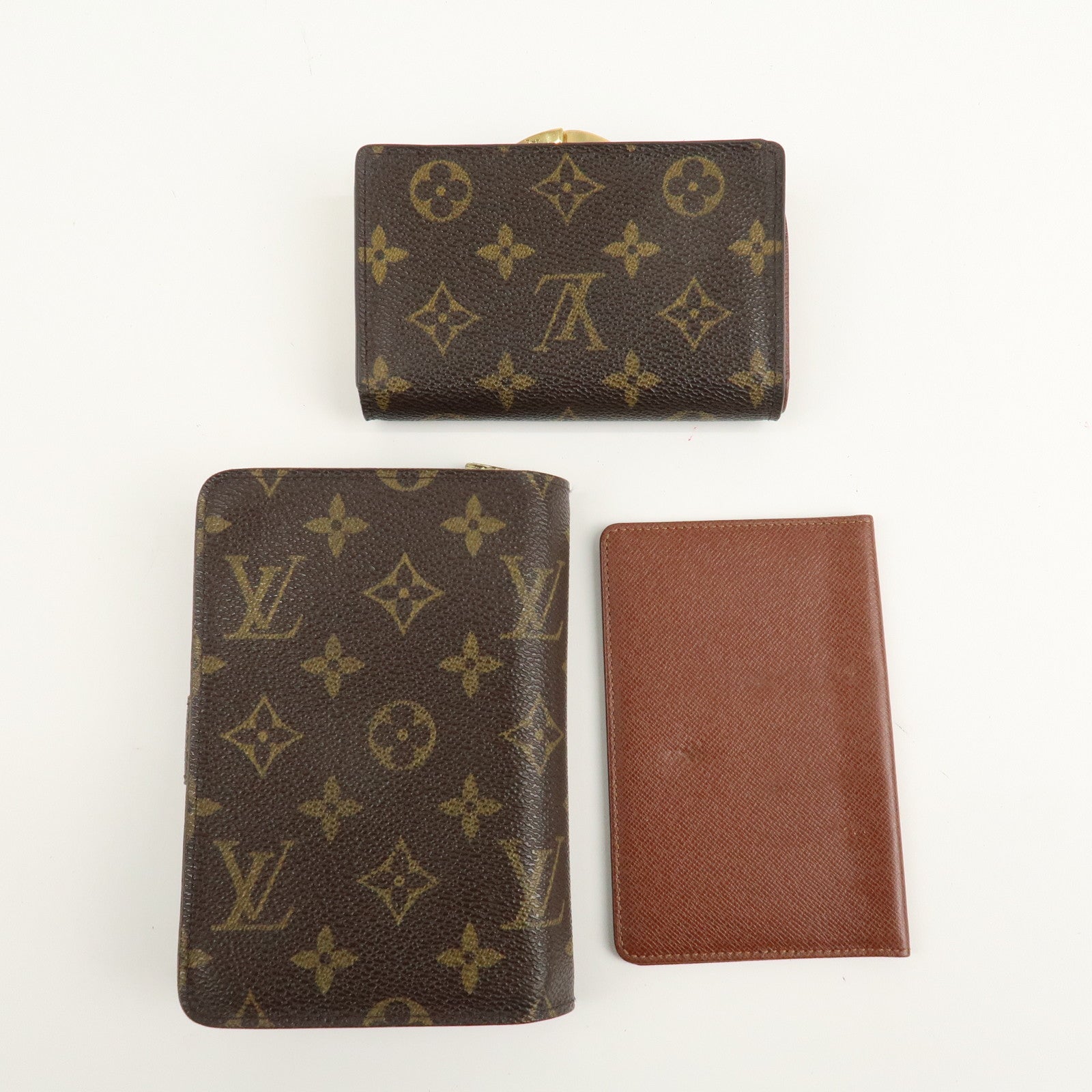 Louis Vuitton Set of 2 Monogram Bi-fold Wallet M61663 M61207 Used