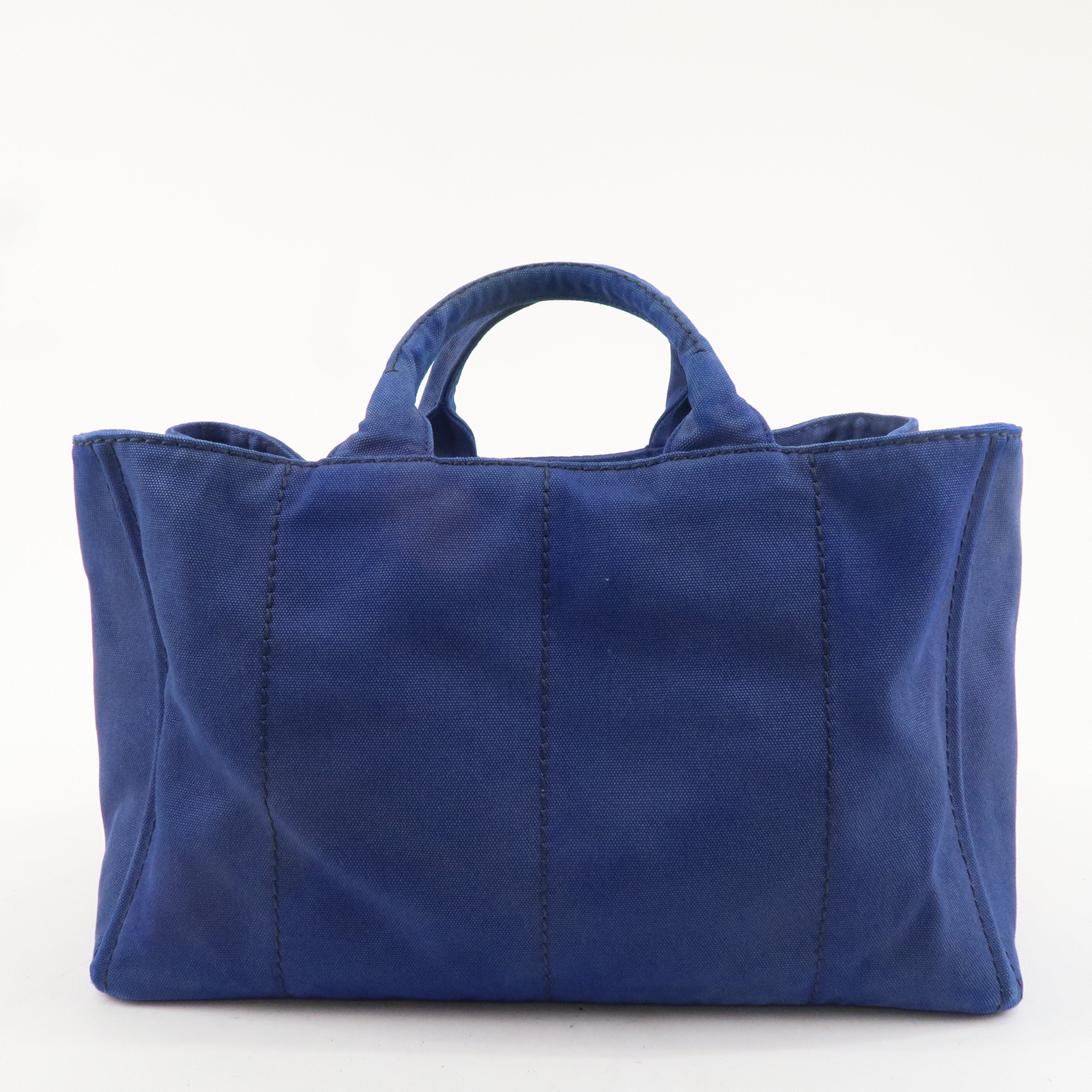 PRADA Logo Canapa Large Canvas 2Way Tote Bag Hand Bag Blue B1872G