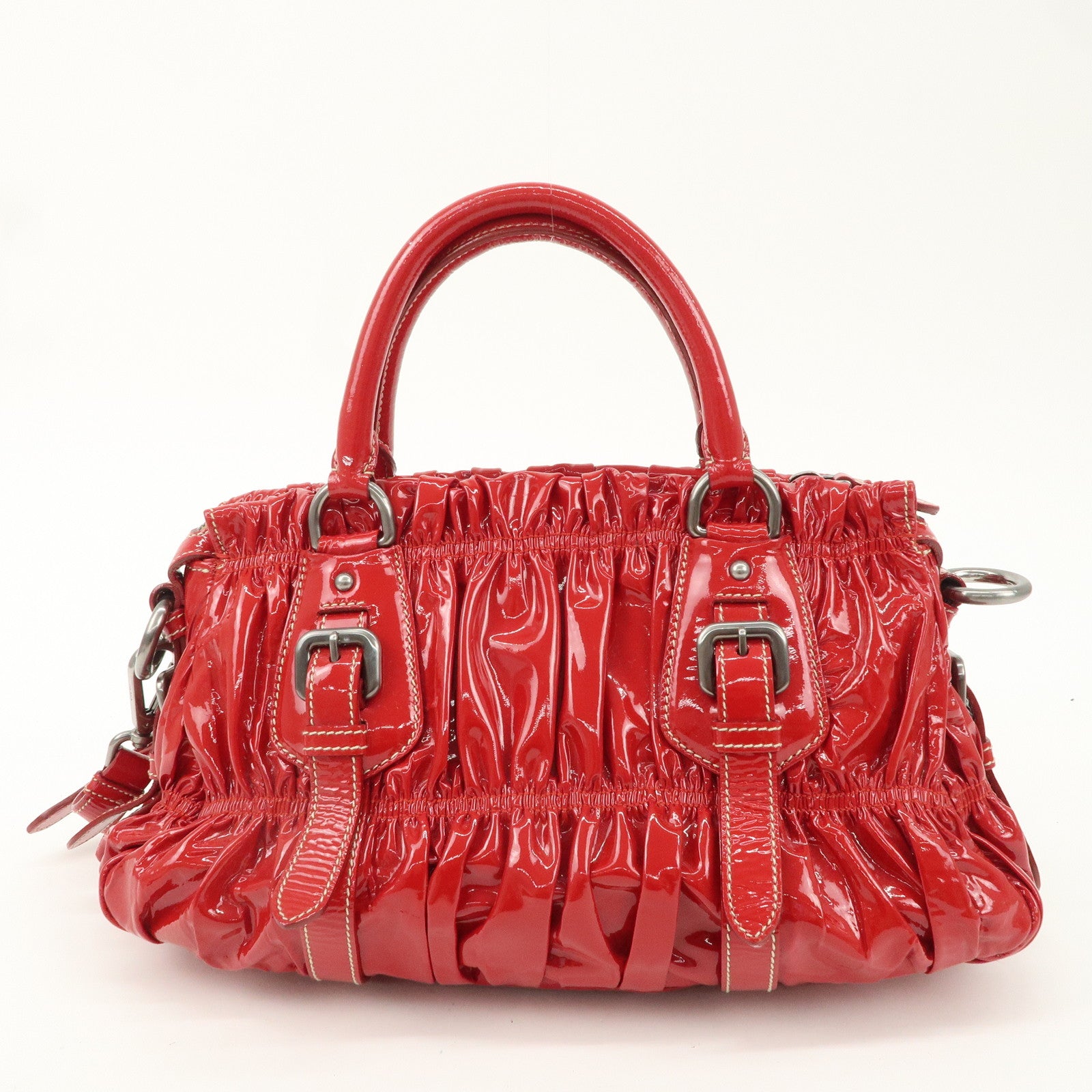 PRADA Patent Leather 2Way Bag Hand Bag Shoulder Bag Red