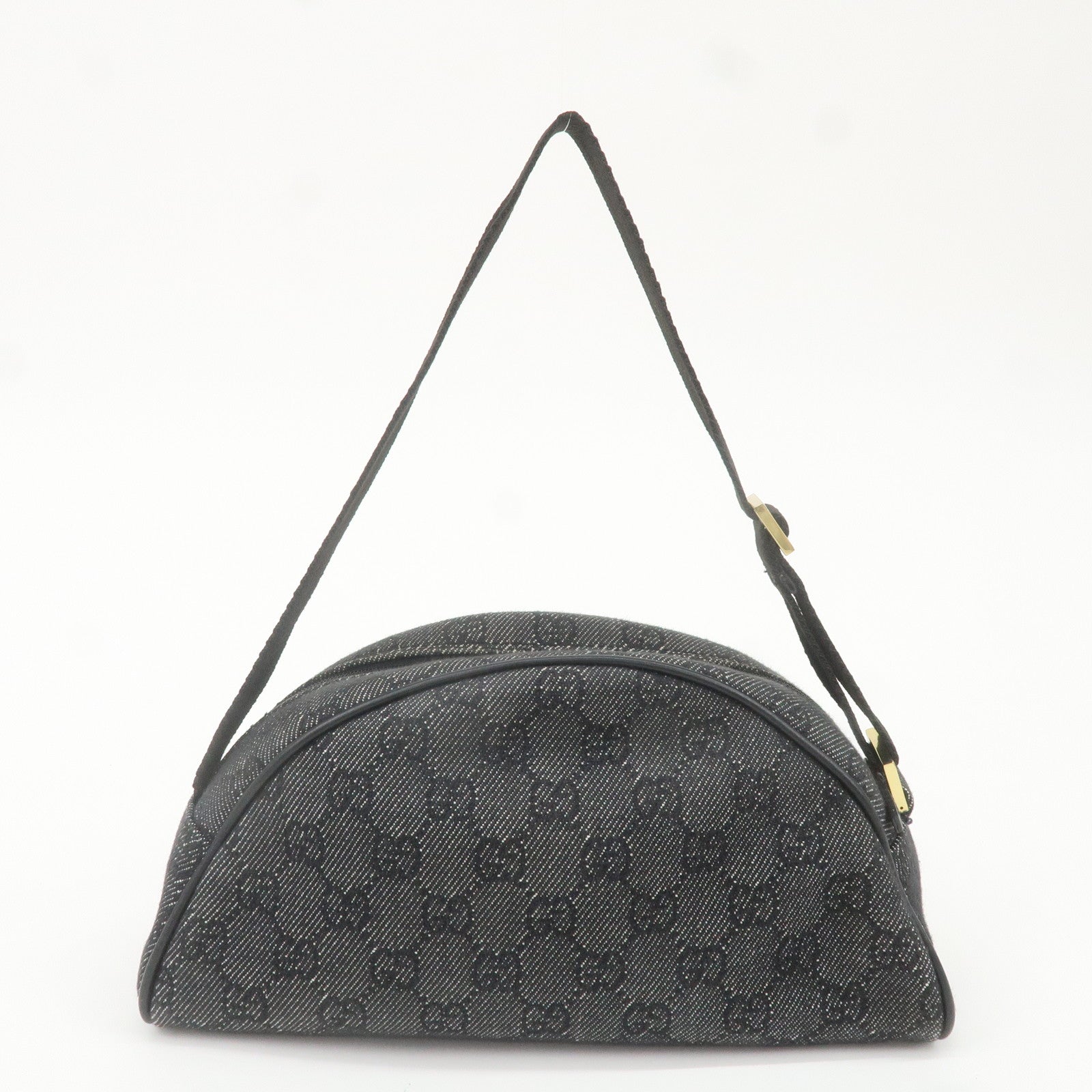 GUCCI GG Canvas Leather Hand Bag Shoulder Bag Black 90781